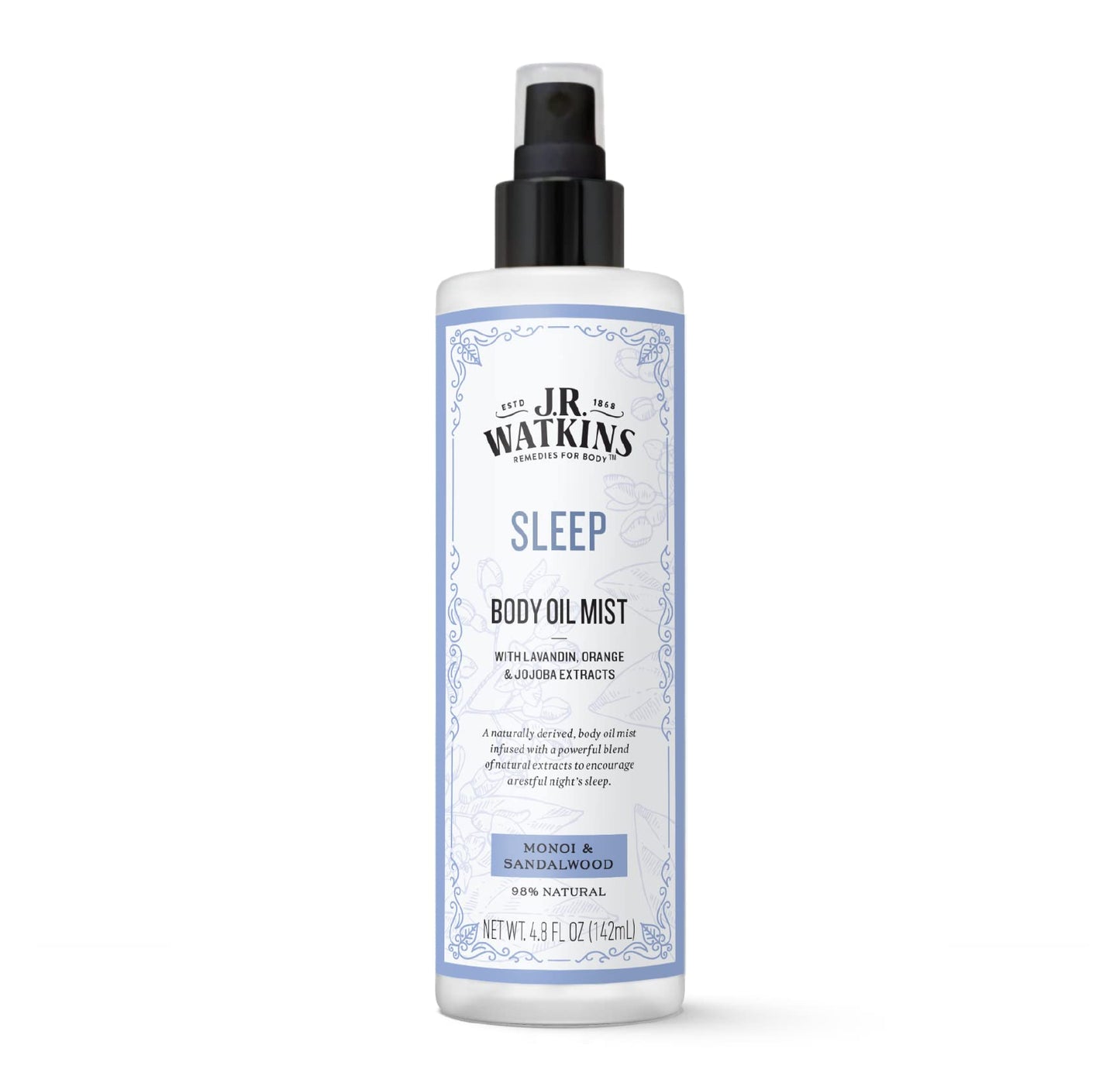 J.R. Watkins Sleep Body Oil Mist, Hydrates Skin and Encourages Restful Sleep, Natural Monoi & Sandalwood, 4.8 oz Beauty & Personal Care J.R. Watkins