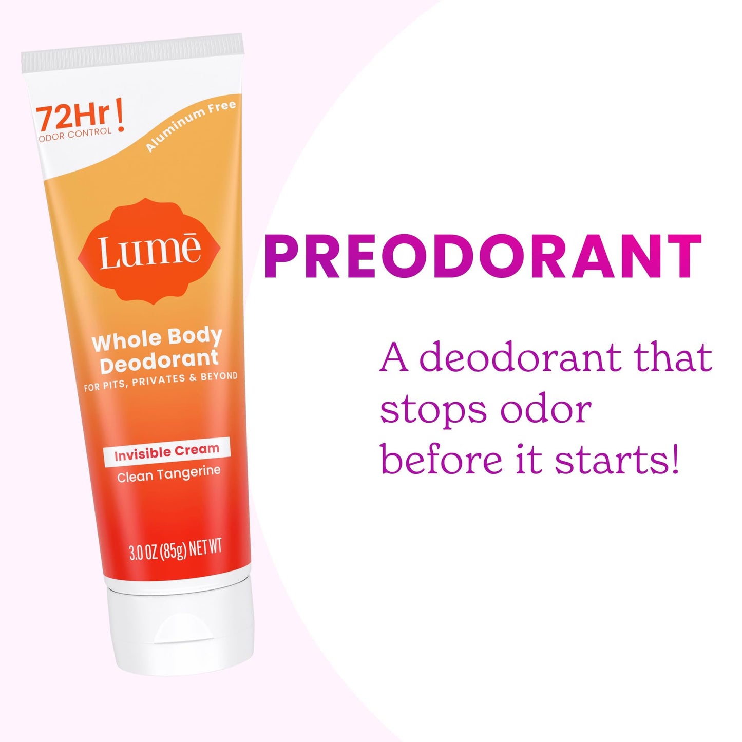 Lume Whole Body Deodorant - Invisible Cream Tube - 72 Hour Odor Control - Aluminum Free, Baking Soda Free, Skin Safe - 3.0 ounce (Pack of 2) (Clean Beauty and Personal Care Lume
