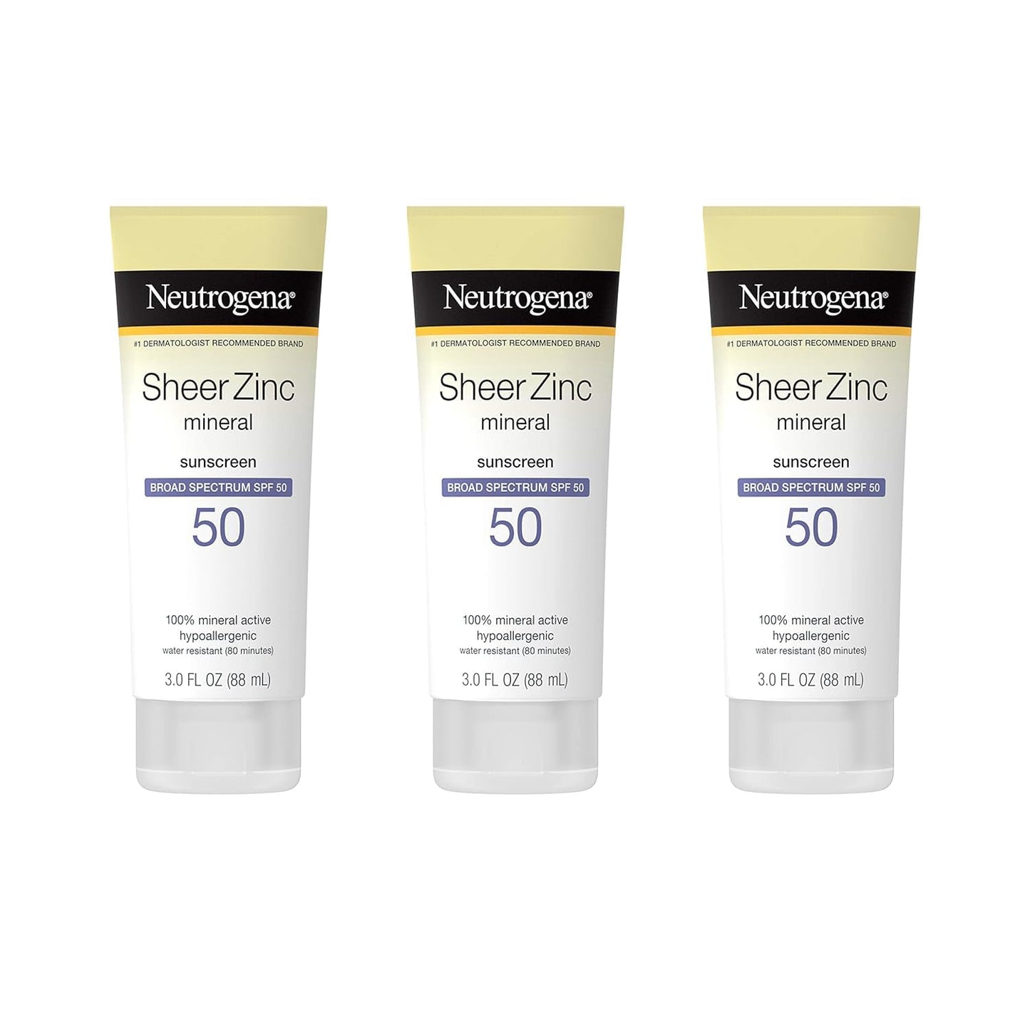 Neutrogena Mineral Sunscreen Sheer Zinc Oxide Dry-Touch Lotion, Broad Spectrum Sunblock SPF 50, Water Resistant Sunscreen For Sensitive Skin, 3 fl. Beauty & Personal Care Neutrogena