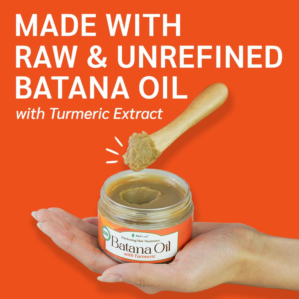 Well's Oil Batana Oil with Turmeric Extract | Made with Batana Oil | Plant-Derived Ingredients | Nourishes & Conditions Hair (4.23 oz / 119 g) Beauty & Personal Care Well's Oil
