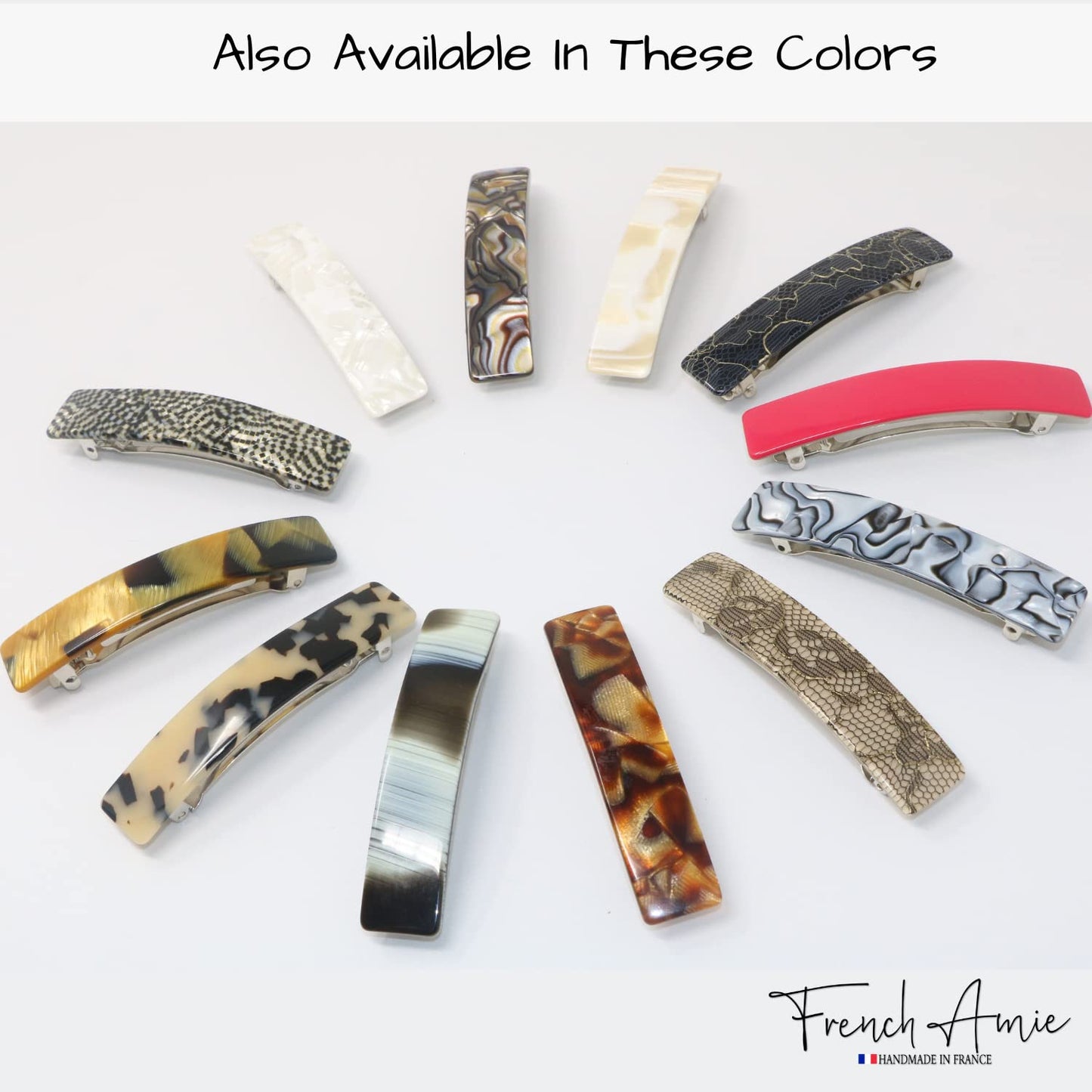 French Amie Oblong Handmade 3.5" Celluloid No Slip Hair Clip Barrette for Women, Made in France (Tokyo Shell) Beauty & Personal Care French Amie