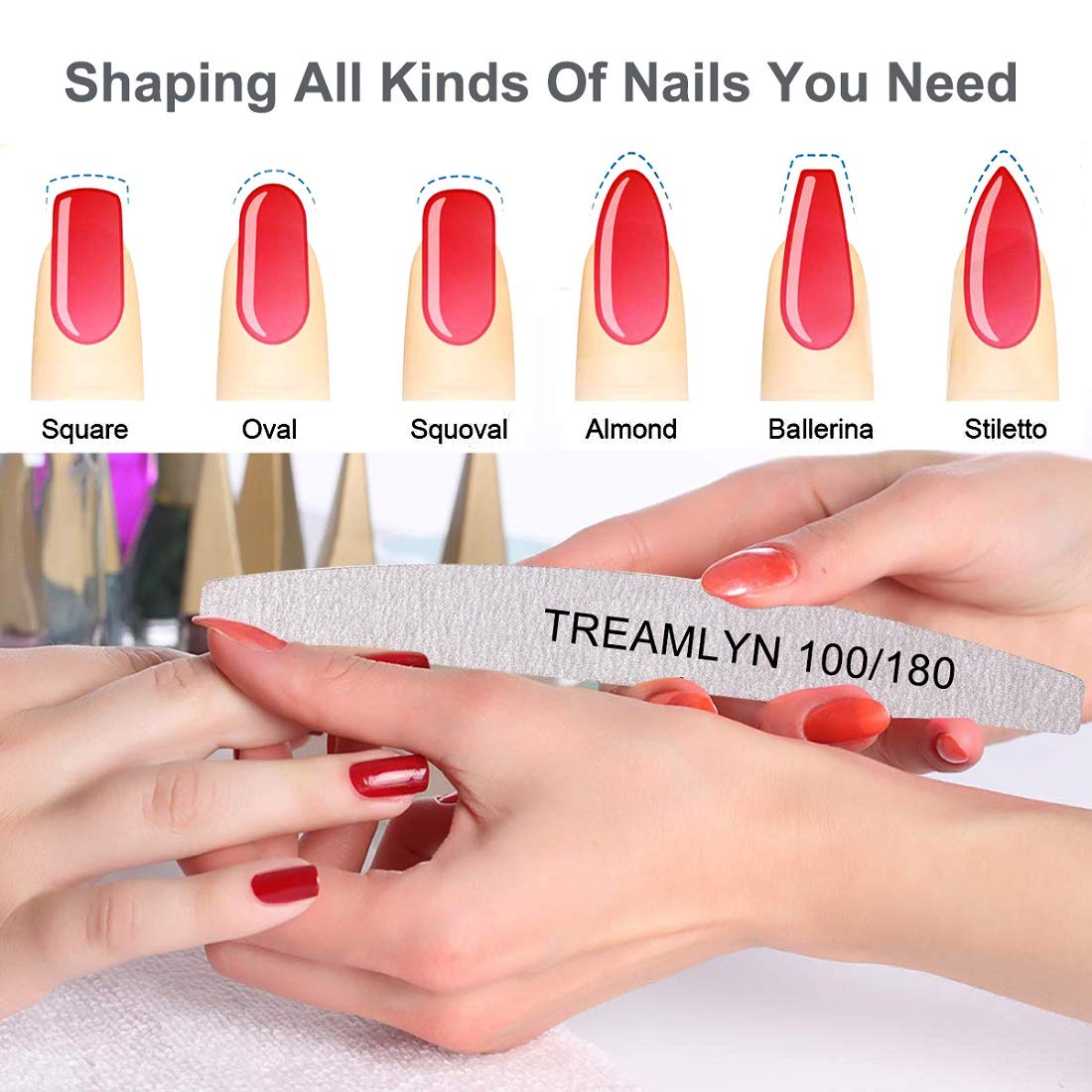 10 Pcs Rough Nail File 100/180 Grit, Heavy Duty Nail Files for Acrylic/Natural Nails, Emery Boards for Nails, Strong Finger Nail Filler, Coarse Nail Beauty & Personal Care Treamlyn