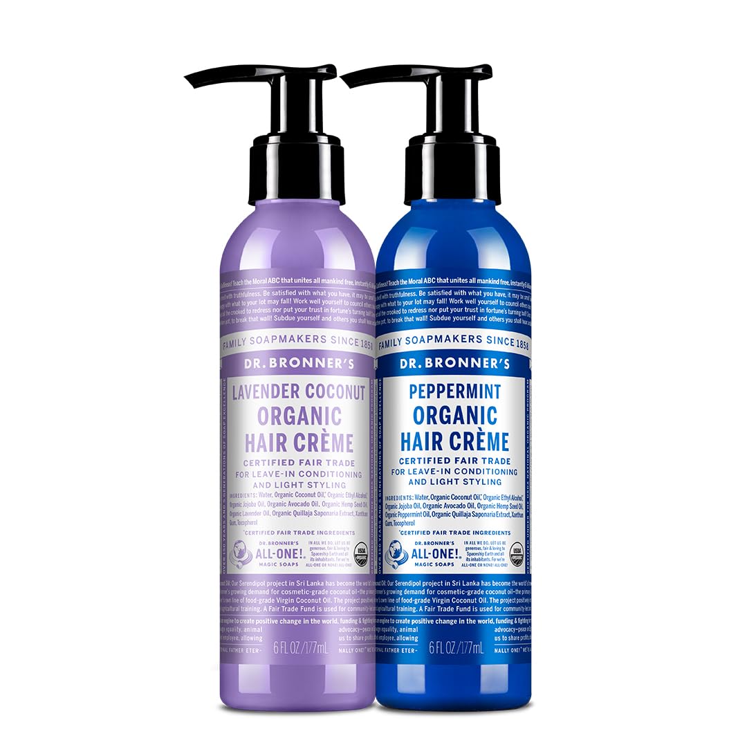 Dr. Bronner's Organic Hair Crème Leave-In Conditioner Styling Cream Anti Frizz Hair Product for Women & Men Hair Cream USDA Organic, Cruelty Free Beauty & Personal Care Dr. Bronner's