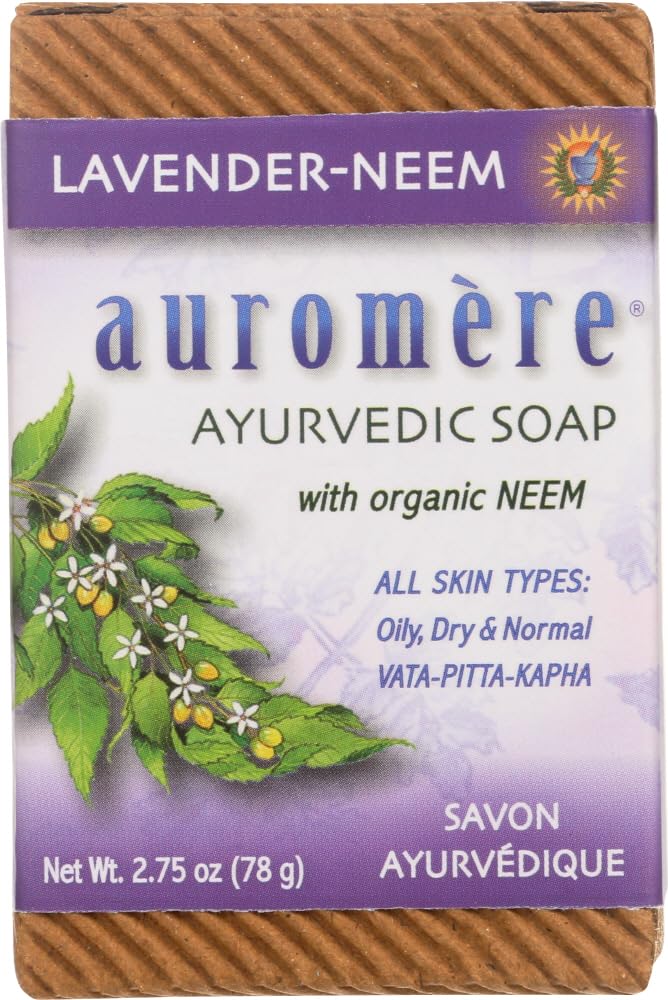 Ayurvedic Bar Soap Lavender-Neem by Auromere - All Natural Handmade and Eco-friendly Bar Soap for Sensitive Skin - 2.75 oz bars - 12 Pack Beauty & Personal Care Auromere