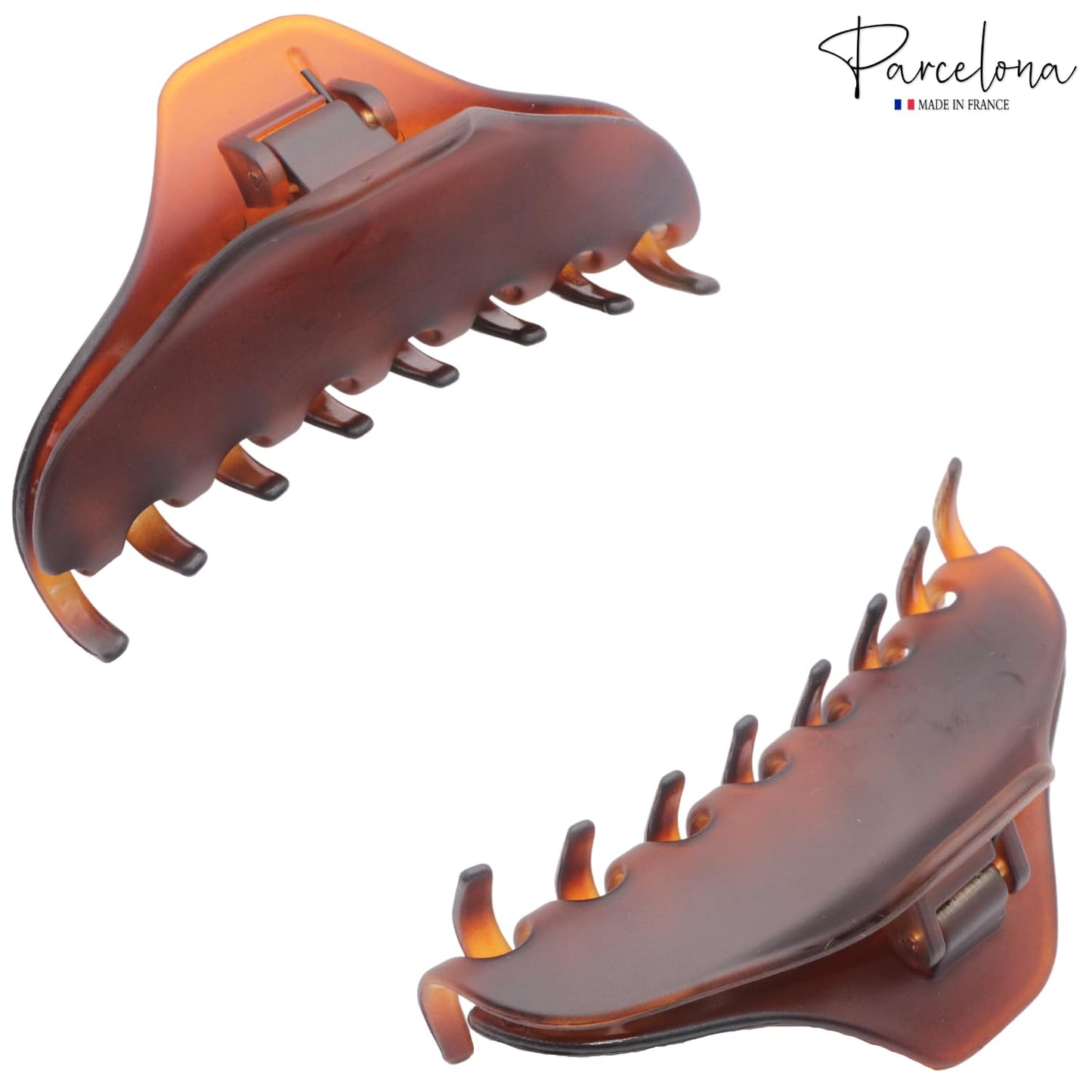 Parcelona French Skinny Boss Medium Dark Brown Shell Matte Finish Covered Spring Jaw Hair Claw Clip Clutcher Clamp - 3.5 Inches Beauty & Personal Care Parcelona