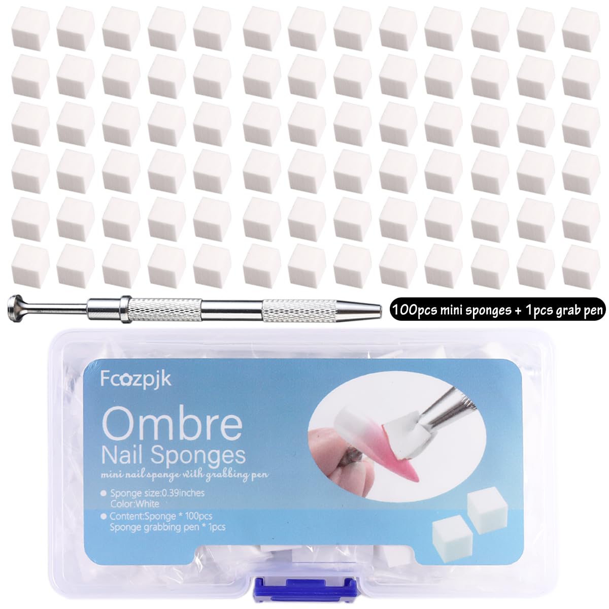 Fcozpjk Soft Sponges with Grabbing Pen for Ombre and Aura Nail Art with Brush, Professional Manicure Nail Art Tools Accessories Supplies, 100 Pieces Beauty and Personal Care Fcozpjk