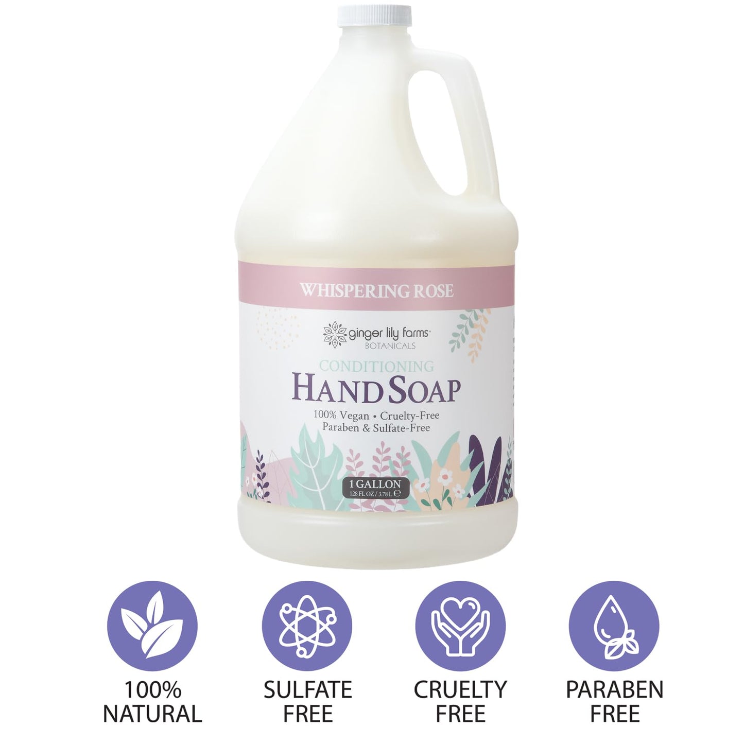 Ginger Lily Farms Botanicals Conditioning Liquid Hand Soap Refill, 100% Vegan & Cruelty-Free, Whispering Rose Scent, 1 Gallon (128 fl oz) Beauty & Personal Care Ginger Lily Farms