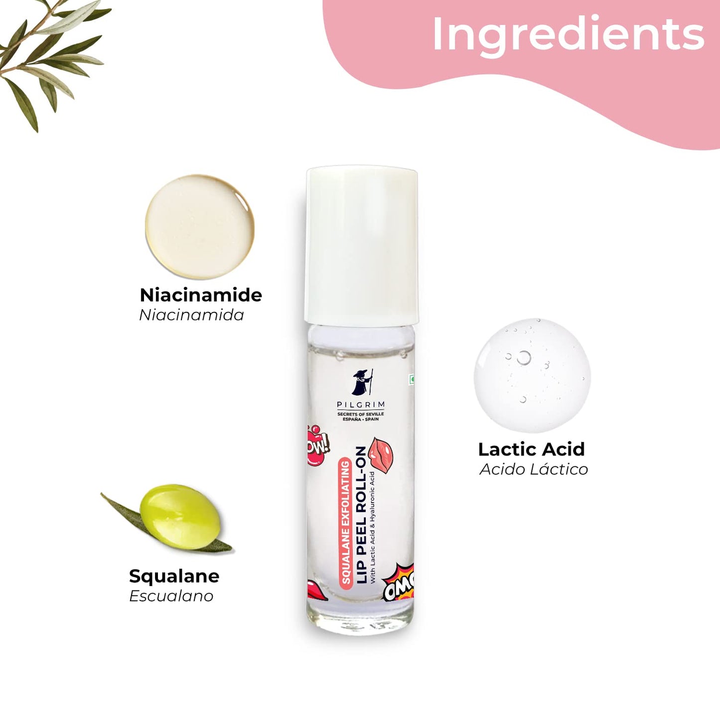 Pilgrim Squalane Exfoliating Lip Peel Roll-On - Hydrating Lip Peel Formula with Hyaluronic Acid - Removes Dry & Flaky Skin - Provide Soft, Glossy Beauty and Personal Care Pilgrim