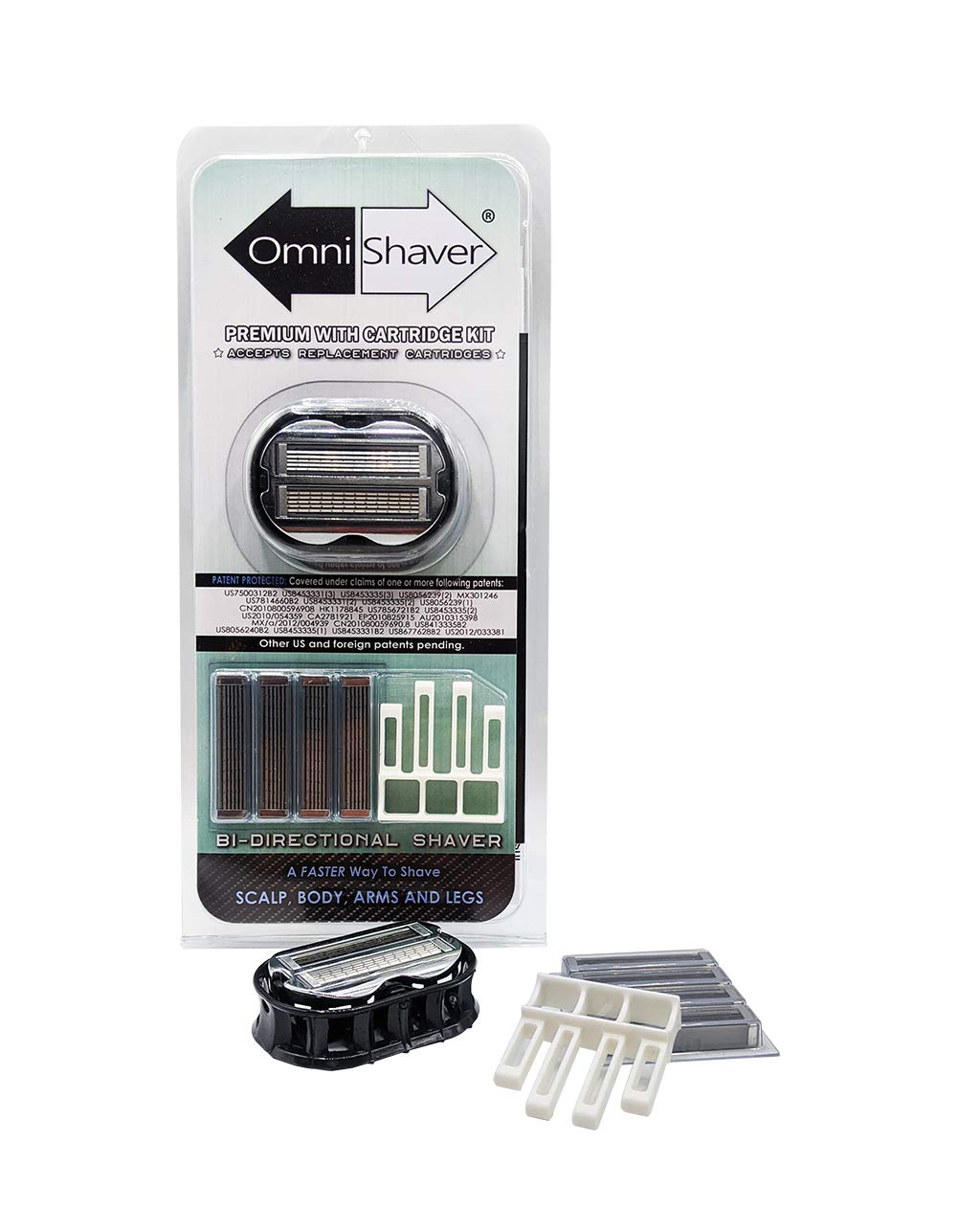 Premium Omnishaver with Cartridge Kit - The Fastest Way to Shave Head, Legs, Arms, Body - an Alternative to Disposable Shaving Razors Self Cleans Beauty and Personal Care OmniShaver