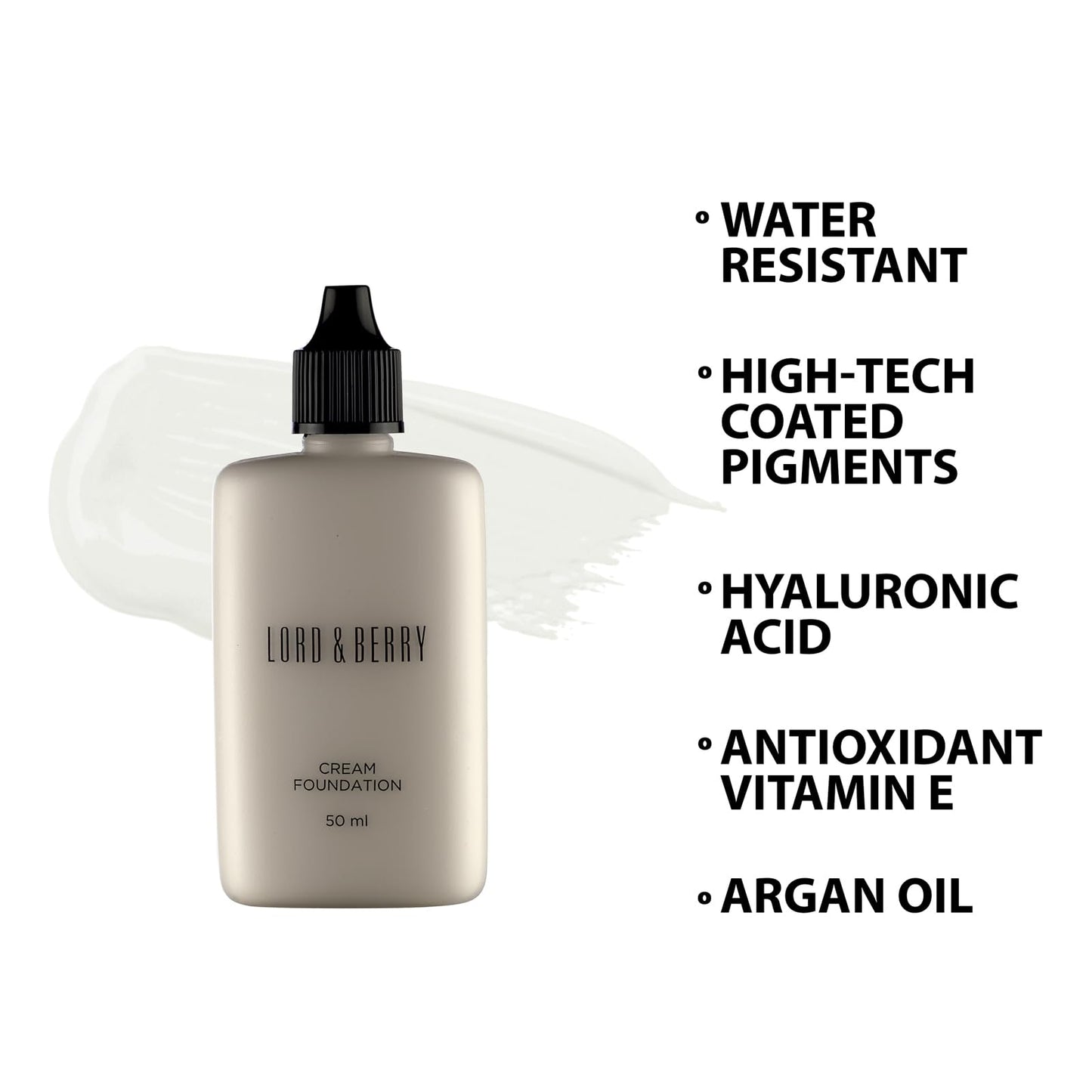 Lord and Berry Cream Foundation Fluid - Non-Greasy Foundation Makeup - Face Makeup with Hyaluronic Acid - Easy to Blend - 8610 White - 1.7 oz Beauty & Personal Care Lord & Berry