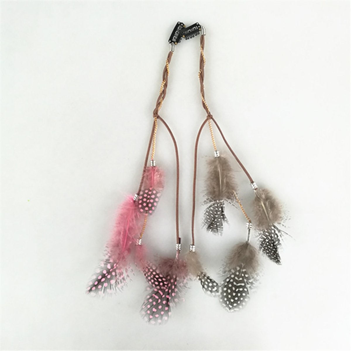Fodattm 6PCS Lady Women Handmade Colourful Boho Hippie Hair Extensions with Feather Clip Comb Hairpin Headdress Headband DIY Accessories Beauty & Personal Care Fodattm