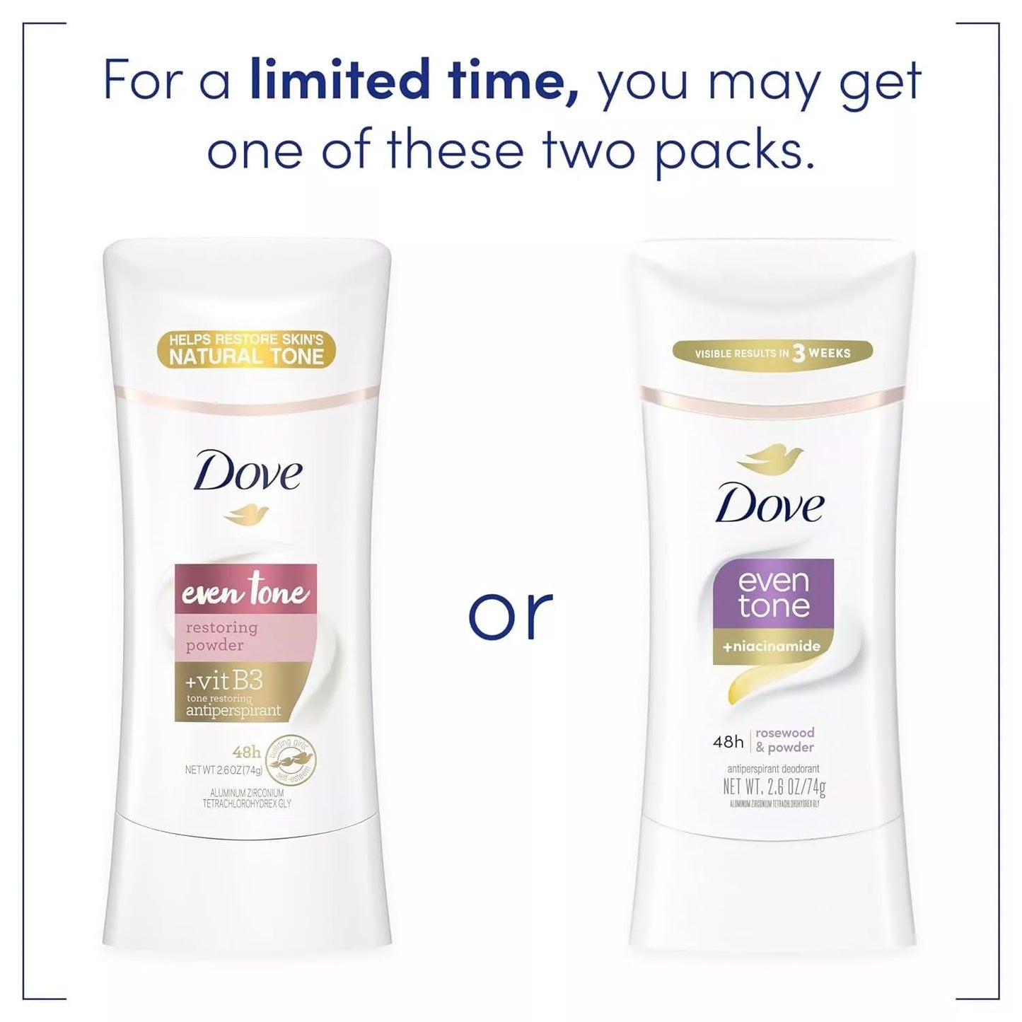 Dove Even Tone Antiperspirant Deodorant for Uneven Skin Tone Restoring Powder Sweat Block for All-Day Fresh Feeling 2.6 oz 3 Count Beauty and Personal Care Dove