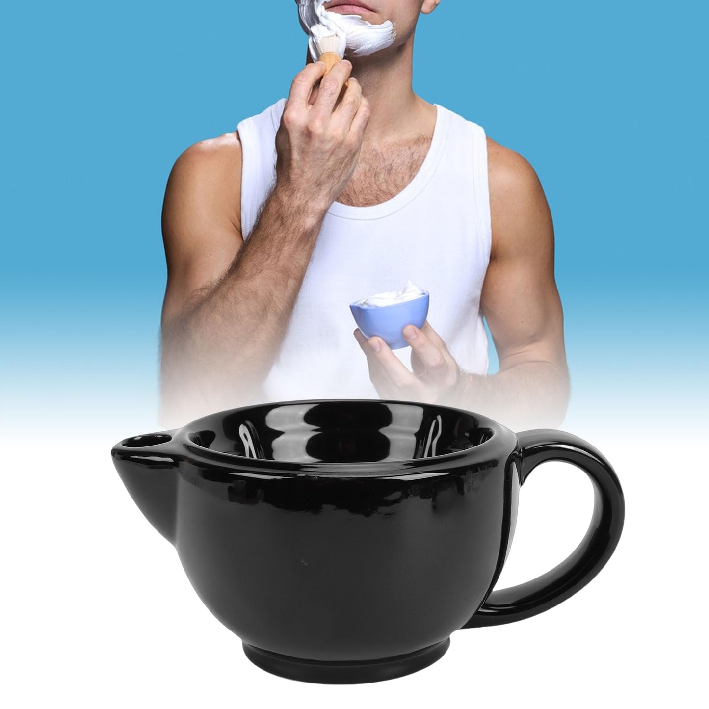 ZJchao Ceramic Shaving Bowl, Dual Chamber Heat Retention Shaving Mug with Wide Mouth for Wet, Oversized Handle for Secure Grip (Double Layer) Beauty and Personal Care ZJchao