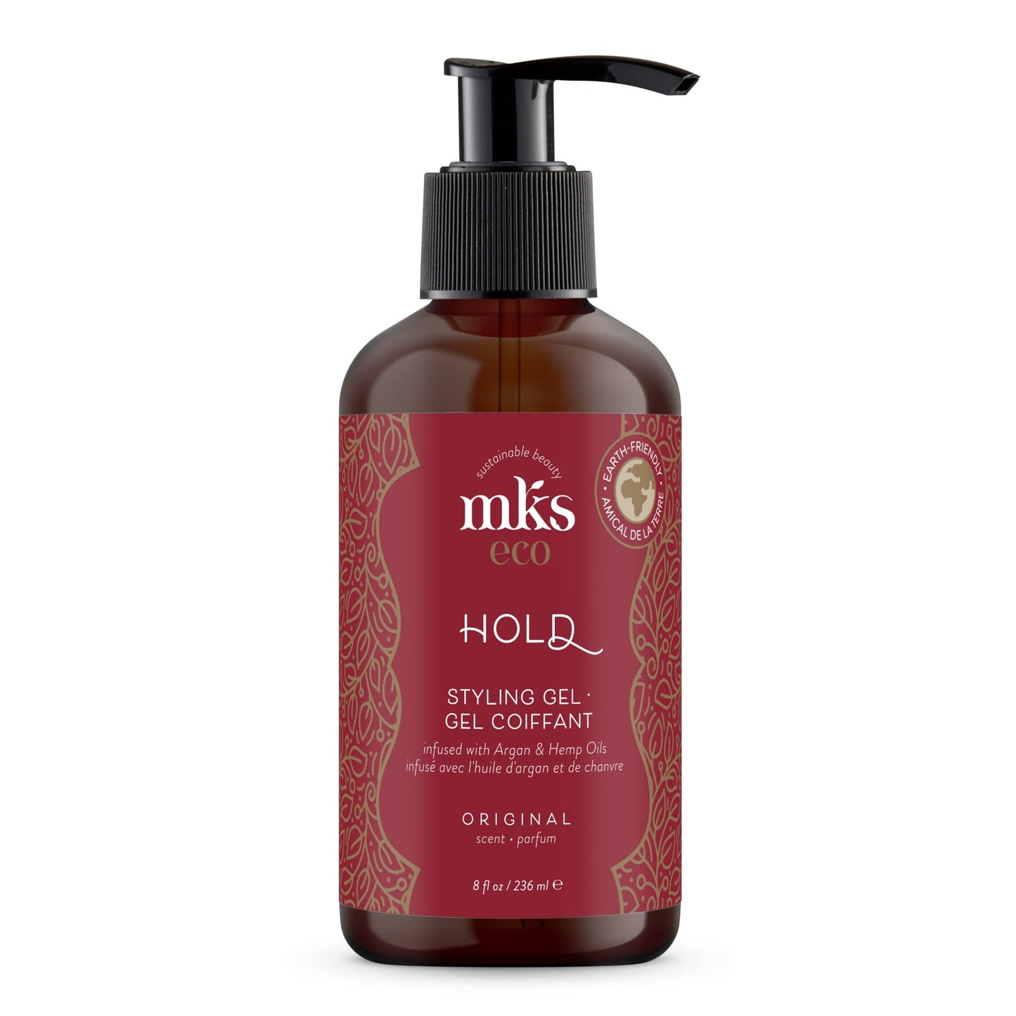 MKS eco Hold, Original Scent - 8 oz - Styling Gel - Medium, Flexible Hold - With Moroccan Argan Oil, Hemp Seed Oil - Vegan & Cruelty Free - Safe Beauty & Personal Care Earthly Body