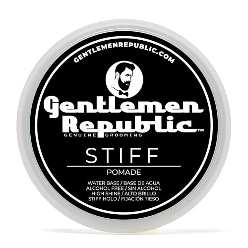 Gentlemen Republic 8oz Stiff Hair Pomade - Lightweight All-Day Hold with High Shine Finish, Alcohol-Free and Paraben-Free Formula, Suitable for Thick Beauty & Personal Care Gentlemen Republic Genuine Grooming