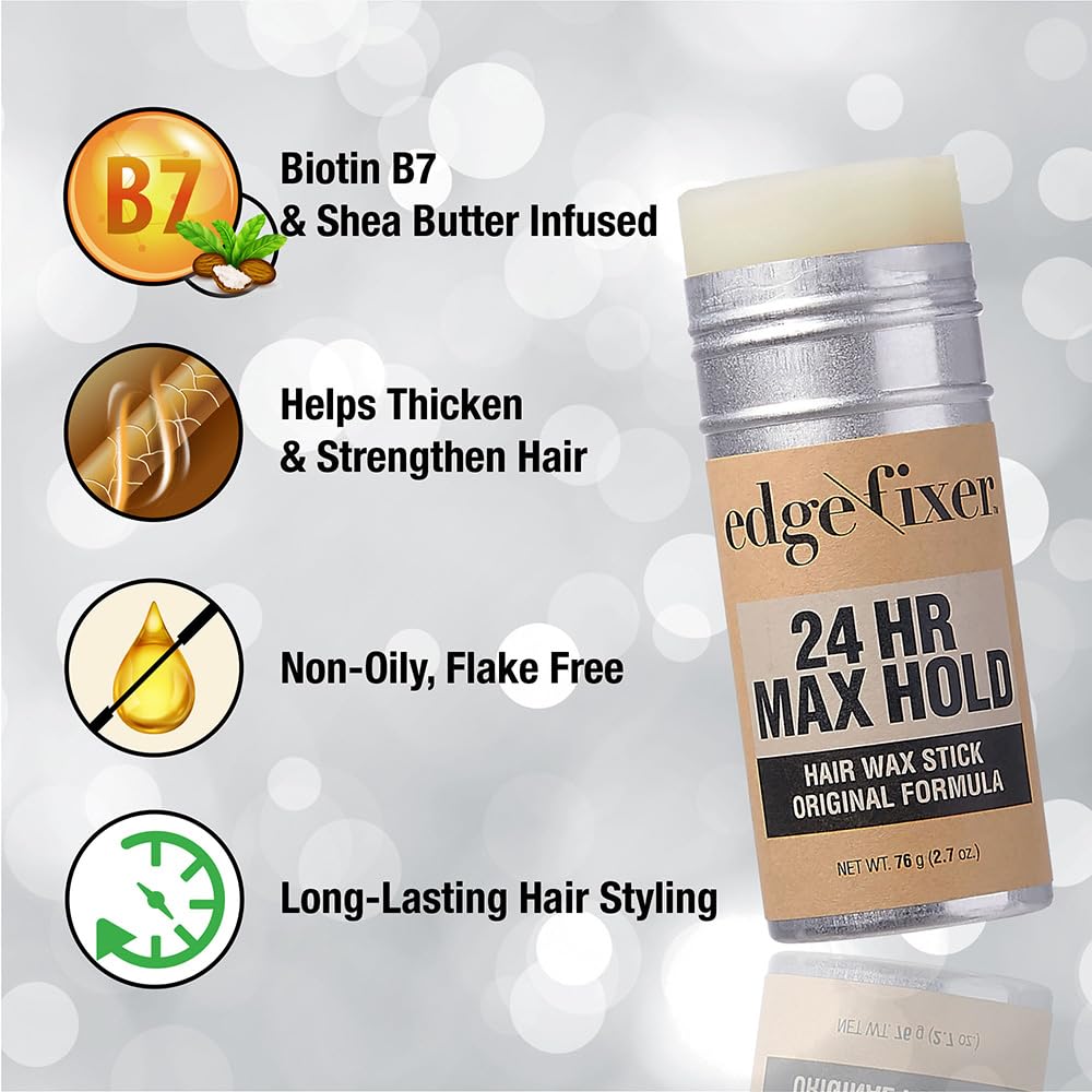 Red by Kiss Hair Wax Stick 24HR Max Hold Edge Fixer Edge Control Pomade Non-Sticky, Non-Oily Flake Free Hair Styling Wax 2.7 oz. (Unscented) Beauty & Personal Care Red by Kiss