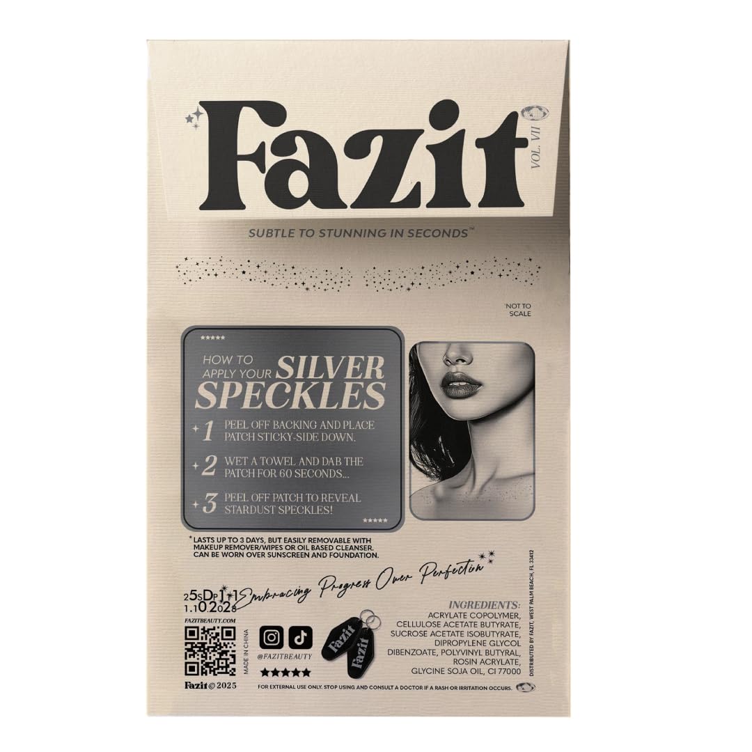 Fazit Makeup Patches - Silver Decollatage Speckles - Glow Up Make-Up Patches - Cute Glitter Makeup Accessories For Women - Cosmetic Glitter Beauty & Personal Care Fazit
