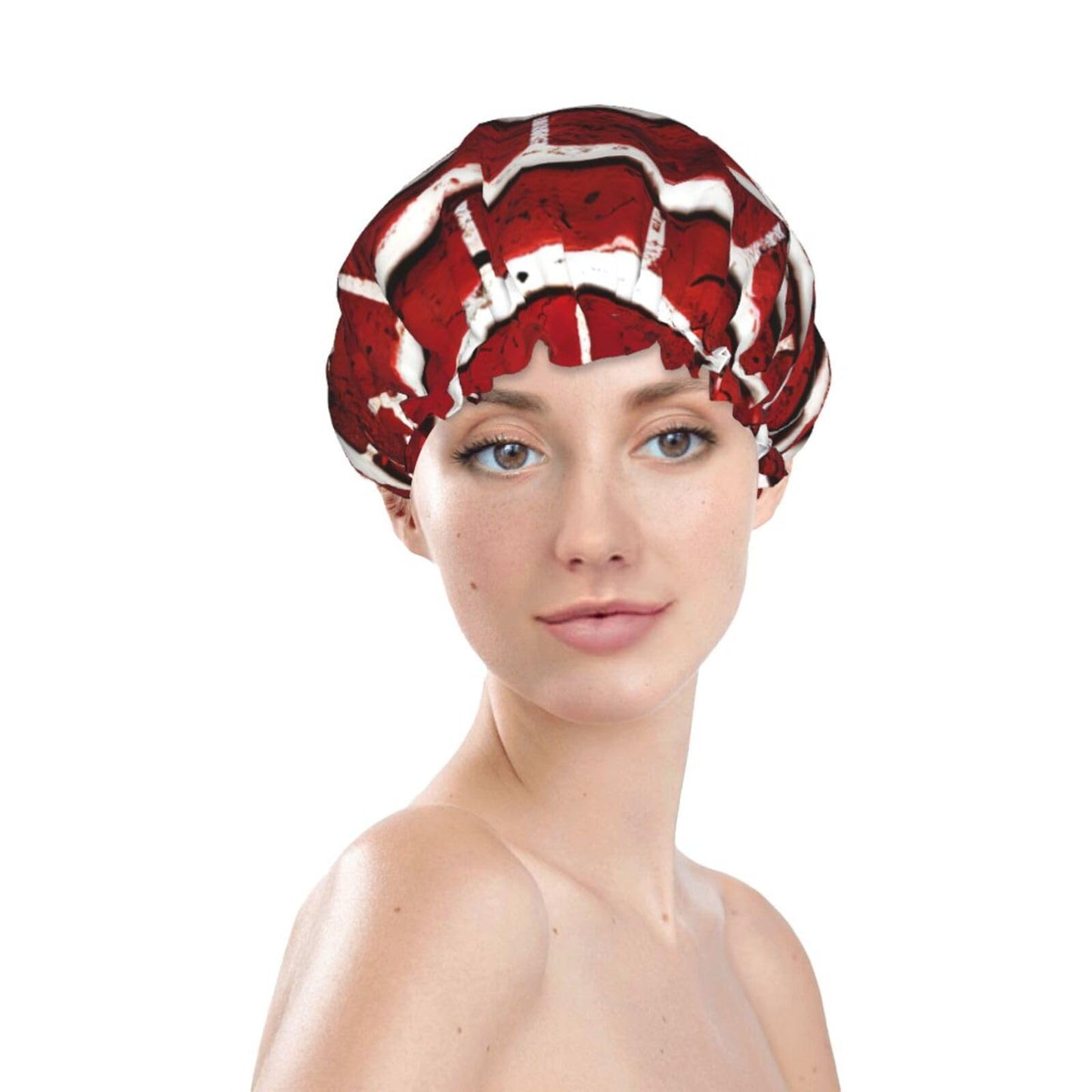 Brick Red Stone Reusable Shower Cap for Women, Double Waterproof Layers Bath Hat, Hair Treatment Essentials Beauty and Personal Care JKXUN