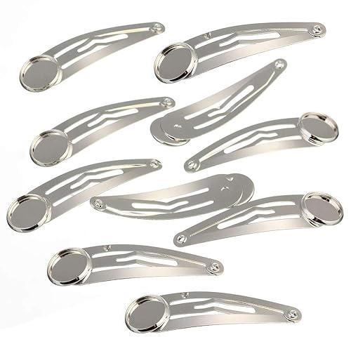 10 Pieces Metal Snap Hair Clips with Round Tray BB Hair Clips with Blanks Tray Non Slip Hair Barrettes with 12mm Round Tray for DIY Hair Accessories Beauty & Personal Care lasenersm