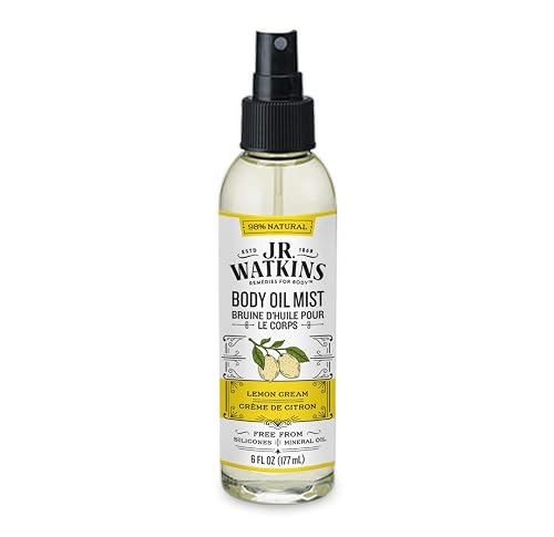 J.R. Watkins Natural Hydrating Body Oil Mist, Lemon Cream, Moisturizing Body Oil Spray for Glowing Skin, USA Made and Cruelty Free, 6 fl oz, Single Beauty & Personal Care J.R. Watkins