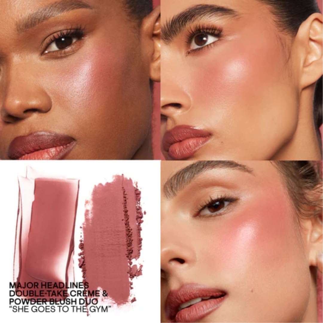 Patrick Ta Double-Take Mini Blush Duo, She Goes to the Gym, Cream and Powder, 0.25 Ounce, Natural Radiant Finish