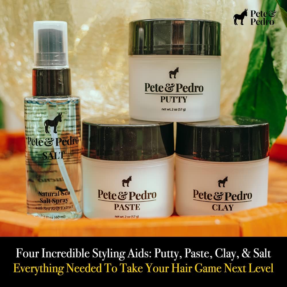 Pete & Pedro CORE FOUR HAIR KIT - Men's Hairstlying Best Of Set | Hair Clay, Paste, Putty, & Sea Salt Spray | As Seen on Shark Tank, 2 oz. Each Beauty & Personal Care Pete & Pedro