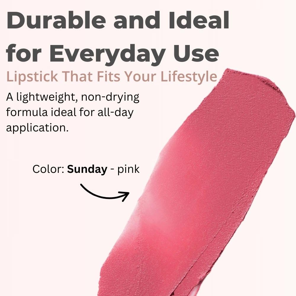 Merit Signature Lip Lightweight Matte Lipstick - 0.10 oz / 3 g (Sunday (pink), standard) Beauty & Personal Care Merit