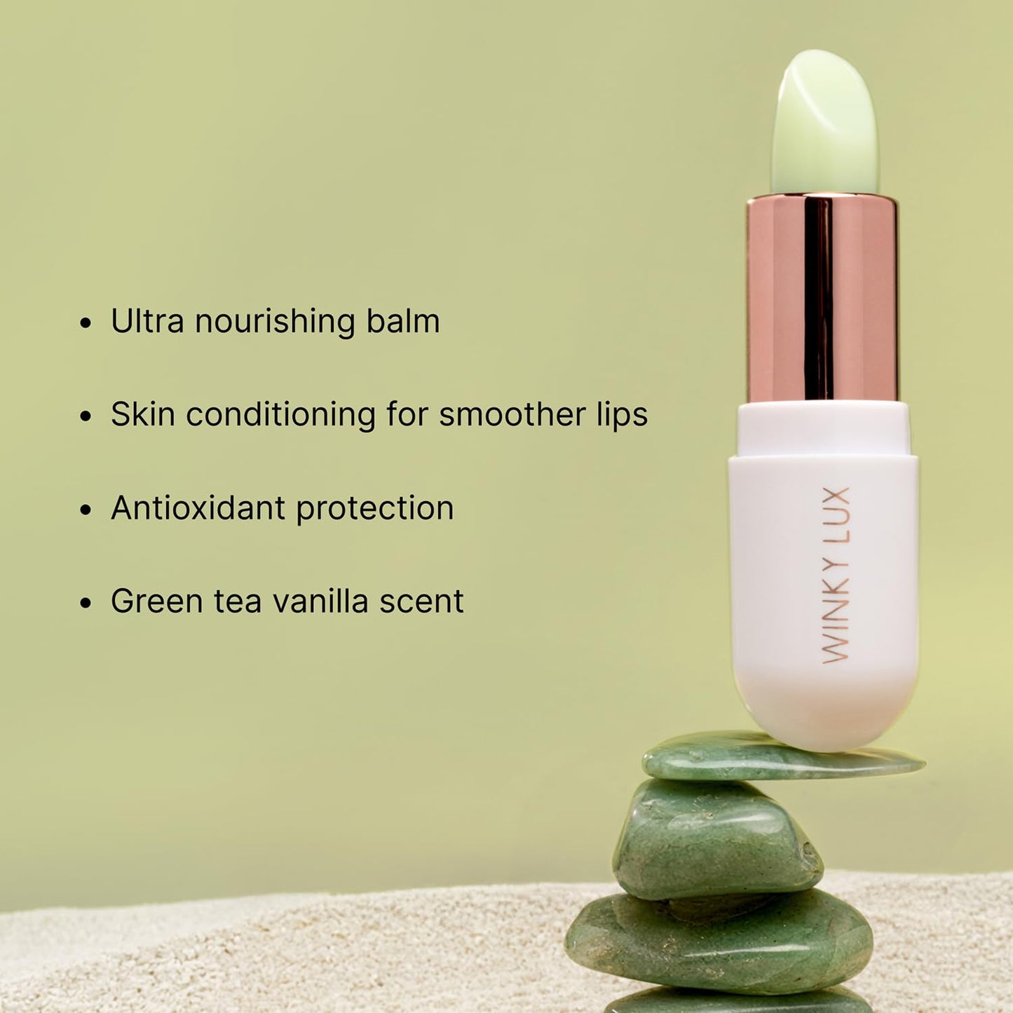 Winky Lux Matcha Lip Balm, Ultra-Moisturizing Clear Lip Treatment with Green Tea Extract, Caffeine, Avocado & Coconut Oils and Vitamin E, Clean Beauty and Personal Care Winky Lux