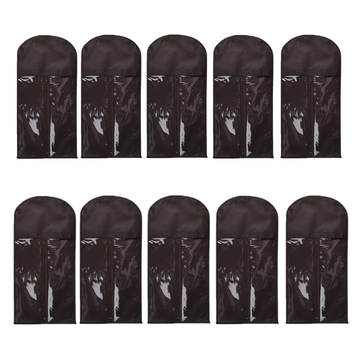 Onecen 10 Pieces Wig Hair Extension Storage Bag, Dust-Proof Wigs Pouch Organizer Protect for Professional Hair Extensions with Nylon Wig Caps(Coffee)