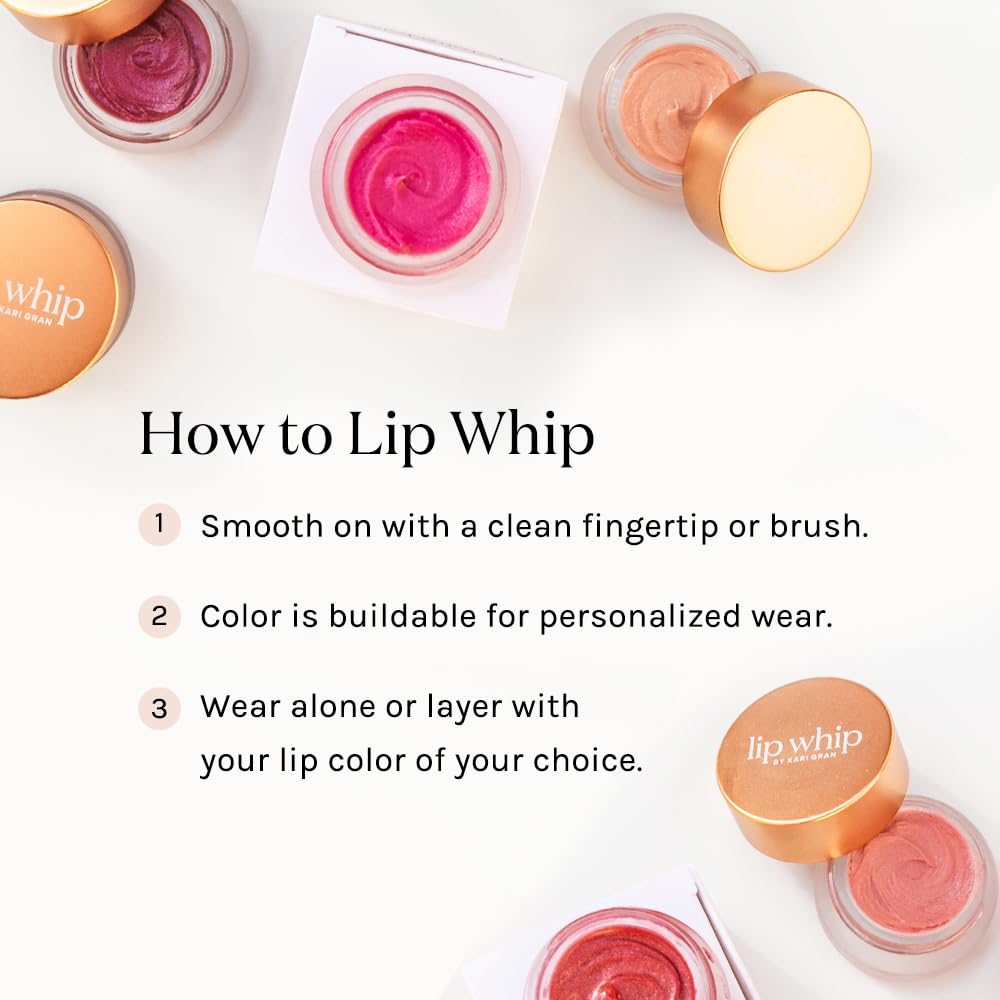 Kari Gran Lip Whip - Moisturizing Lip Balm with Organic Oils - Clear Glossy Sheen + Peppermint - Rich Buttery Texture, Hydrates & Protects - Non-GMO Beauty and Personal Care Kari Gran