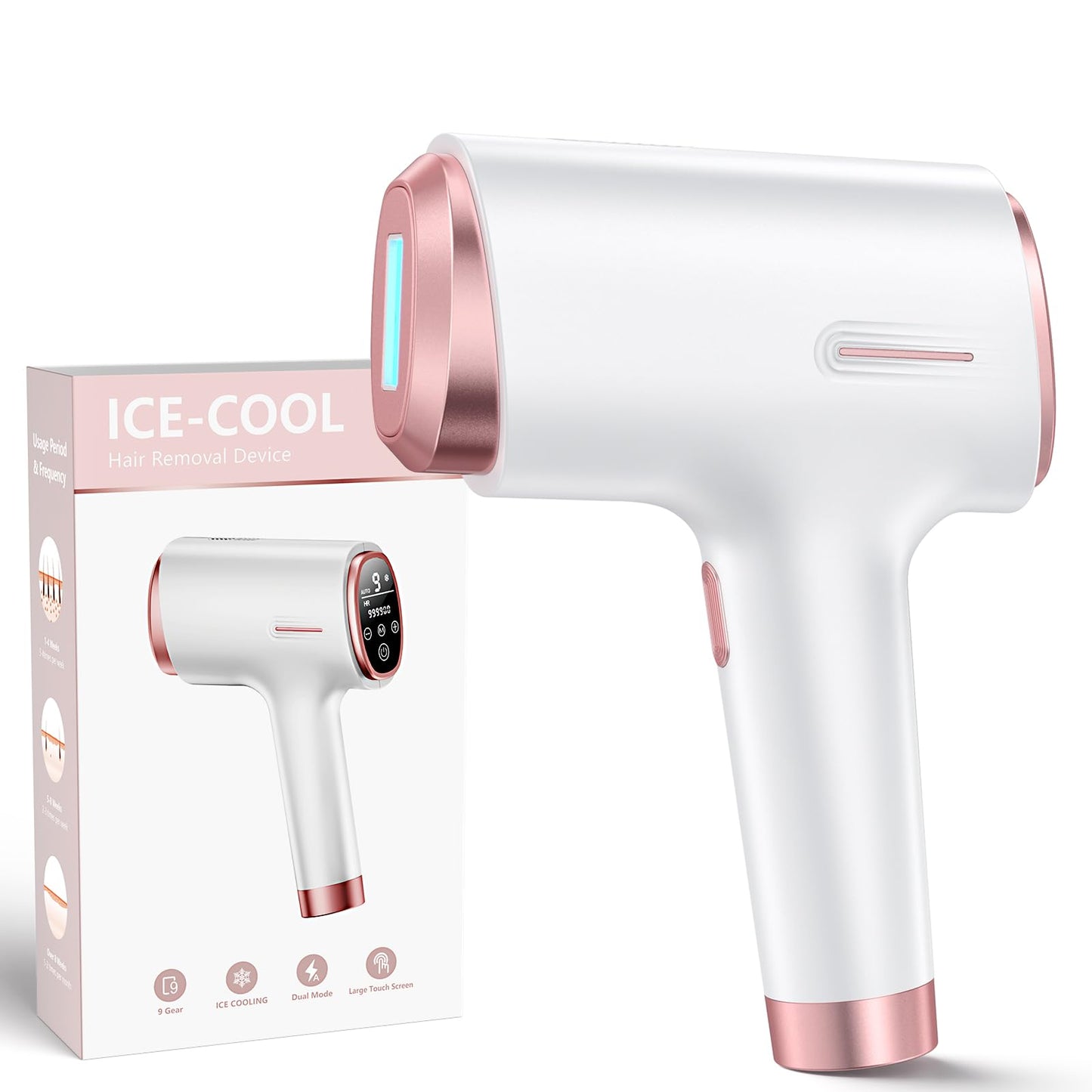 Finequin Laser Hair Removal for Women & Men, 45°F Ice-Cooling Contact, Safe & Virtually Painless Alternative to Salon IPL Hair Removal Device Beauty and Personal Care Finequin
