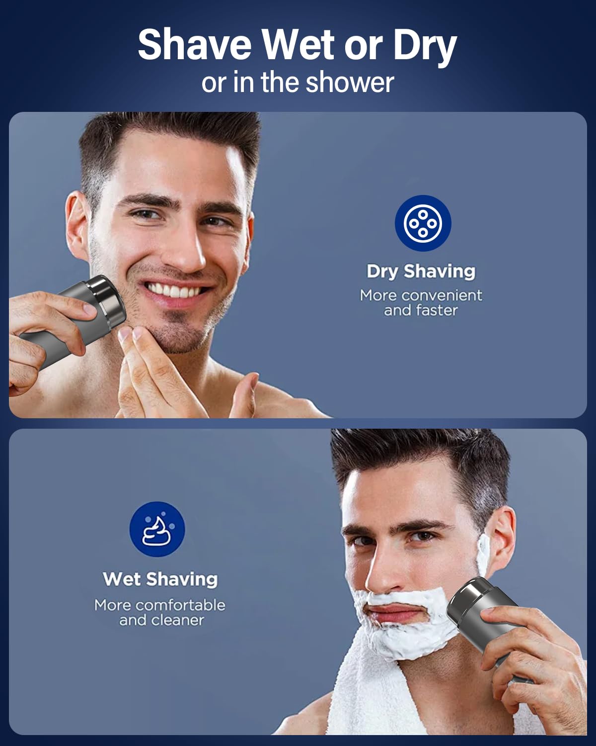 Electric Razor for Men - Rechargeable Electric Shaver for Men?Portable Razor for Travel?Mini Shaver for Travel?3D Waterproof - Silver Gray Beauty and Personal Care hogbethuel