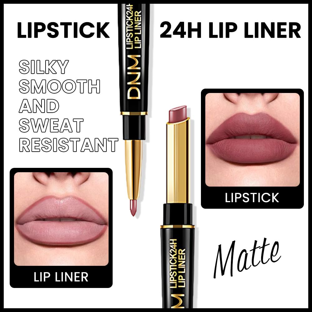 evpct 3Pcs Matte Lip Liner and Lipstick Combo Set Kit for Women, Light Plum Rose Mauve Nude Beige Brown Magic Neutral Lipstick 24 Hours Original Lips Beauty and Personal Care evpct
