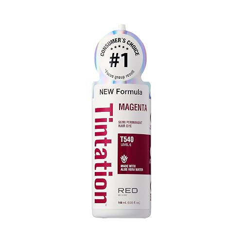 Red by Kiss Tintation Semi-Permanent Hair Color, Aloe Vera Water Based, Argan Oil, Olive Oil, Collagen & Keratin, Long-Lasting Color Dye (Magenta, 5 Beauty & Personal Care Red By Kiss