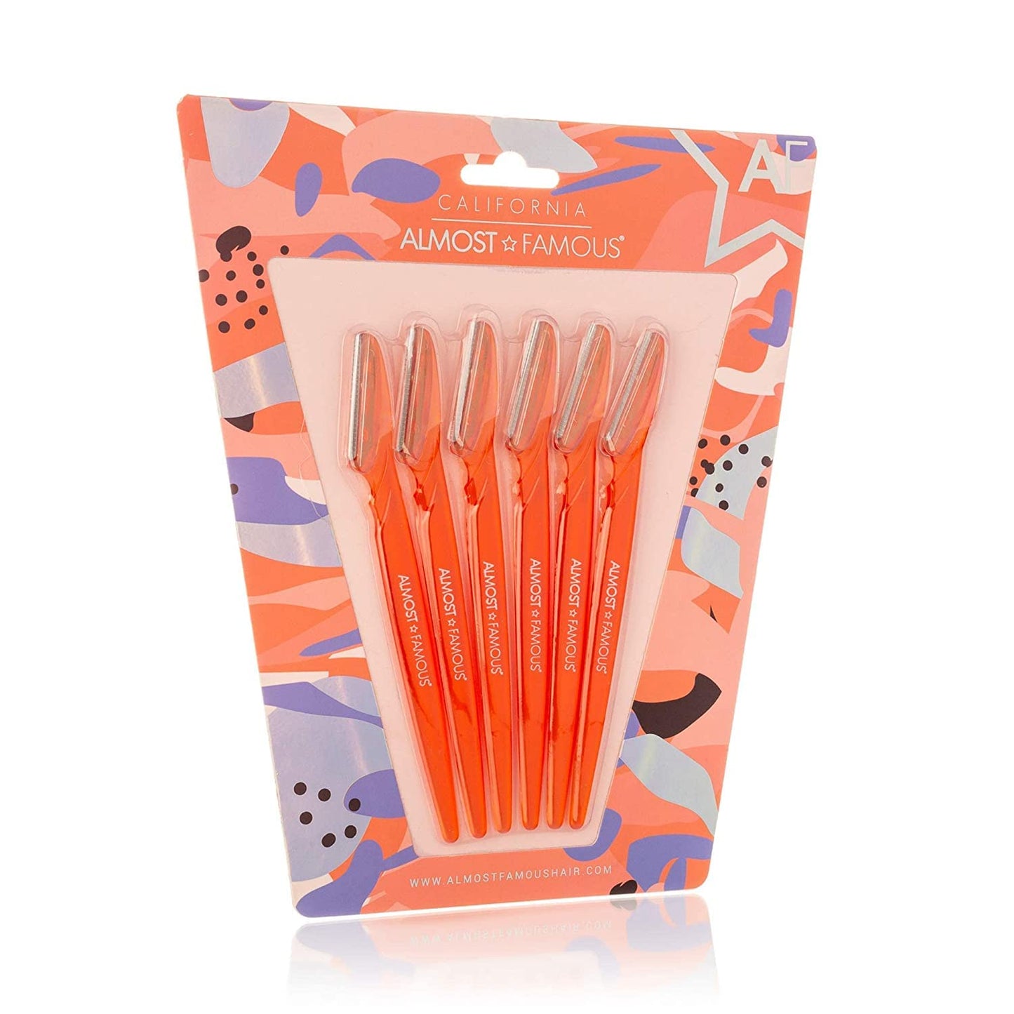 Almost Famous Facial Razors for Women - Dermaplaning Tool & Eyebrow Shaper, Painless Peach Fuzz & Fine Hair Remover with Protective Cover, Orange (3 Beauty and Personal Care ALMOST FAMOUS