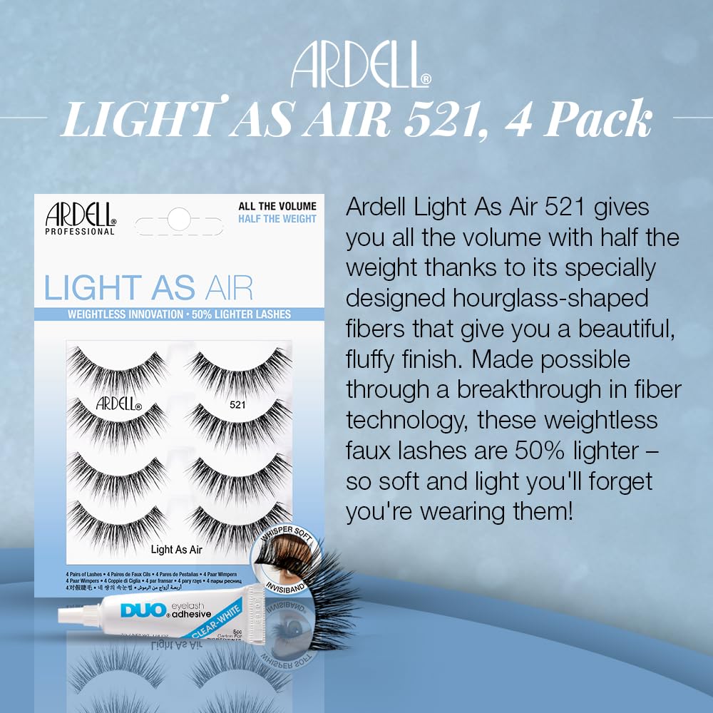 Ardell Light As Air 521 Lashes - Lightweight Natural False Eyelashes, Soft and Comfortable, 4 Pairs Beauty & Personal Care Ardell