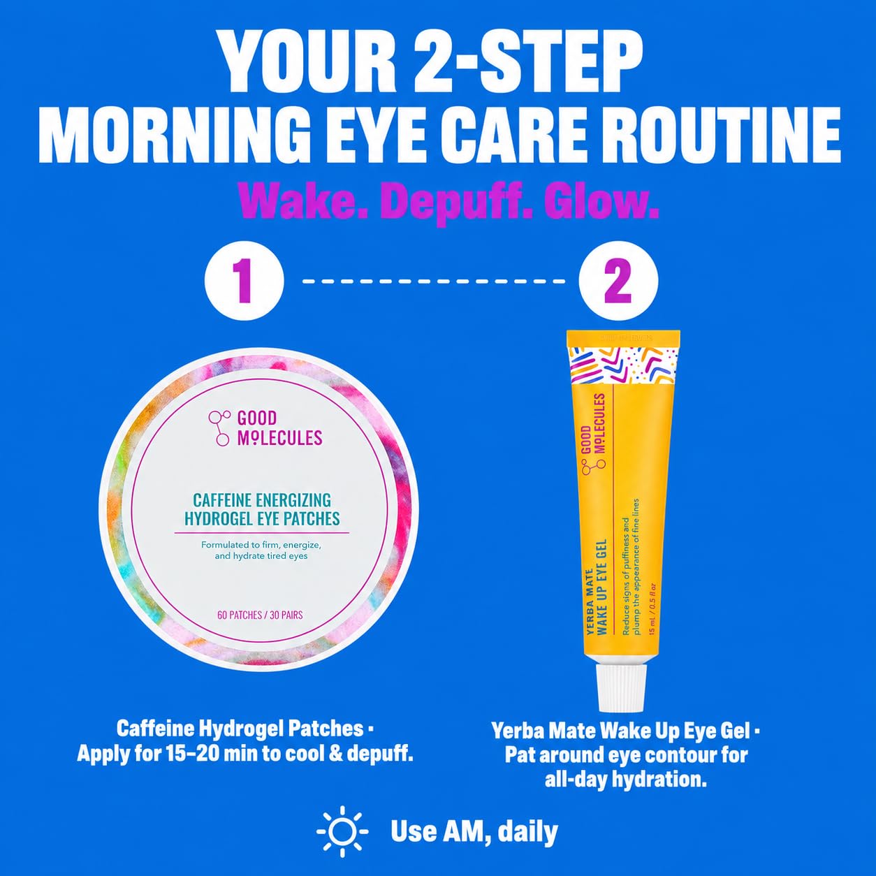 Good Molecules Under Eye Cream and Eye Patches for Dark Circles, Puffiness and Tired Eyes - Yerba Mate Eye Gel (15ml) and Caffeine Hydrogel Eye Beauty & Personal Care Good Molecules
