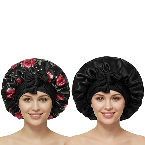 Satin Bonnets for Sleeping Women Braids Long Hair Cover Silk Hair Bonnet Night Caps XL Large Satin Sleep Cap with Tie Beauty & Personal Care COCOSILK
