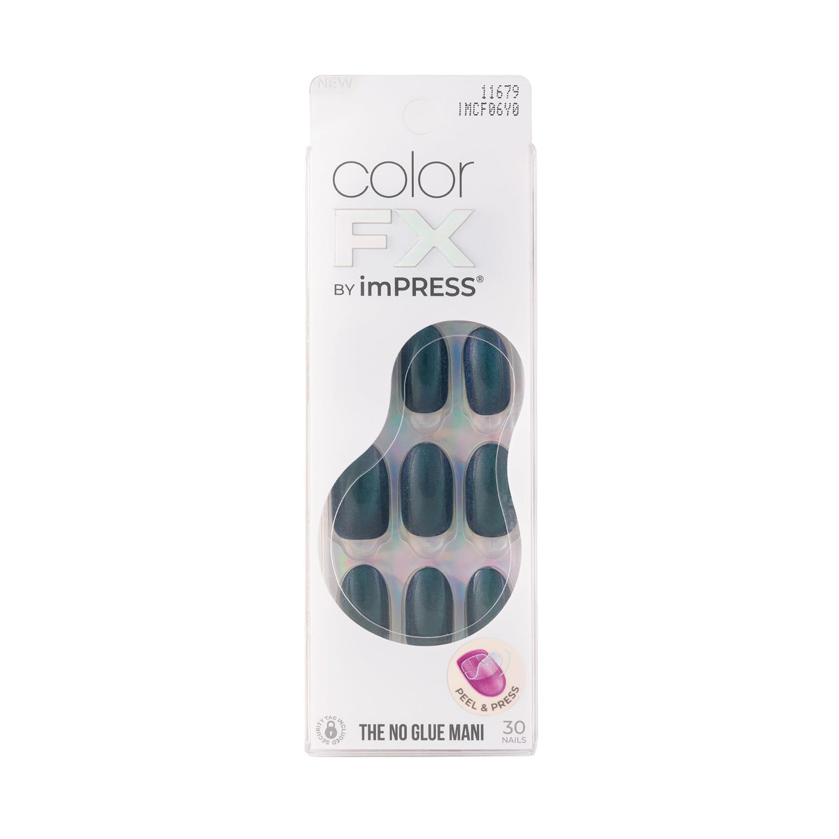 KISS Impress Color FX No Glue Mani 30 Pcs Press on Nails, Medium False Nails, Metallic Chrome & Cat Eye, Peel & Press, Hassle-Free Removal, Includes