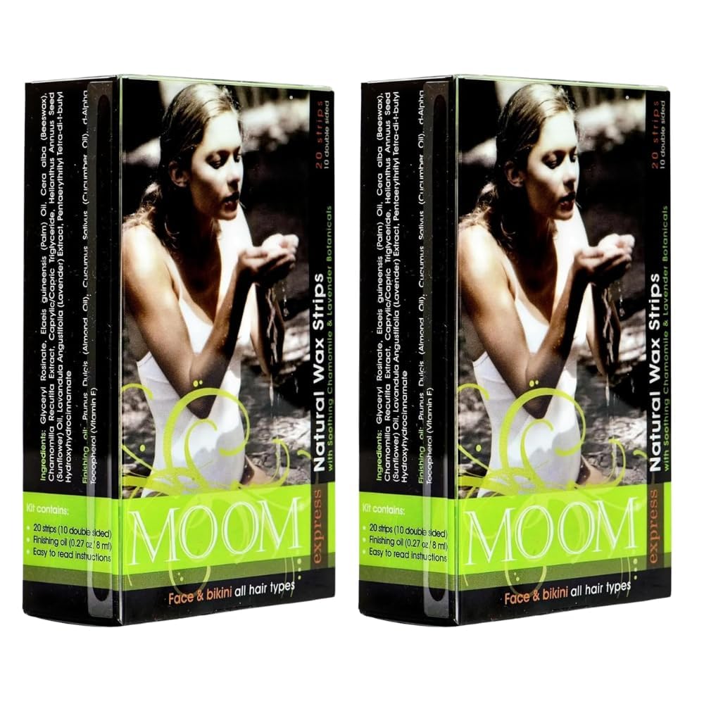 MOOM Express Ready to Use Wax Strips for Hair Removal - Bikini & Face Wax Strips - Waxing Strips for women with Chamomile & Lavender and 0.54 Beauty and Personal Care MOOM