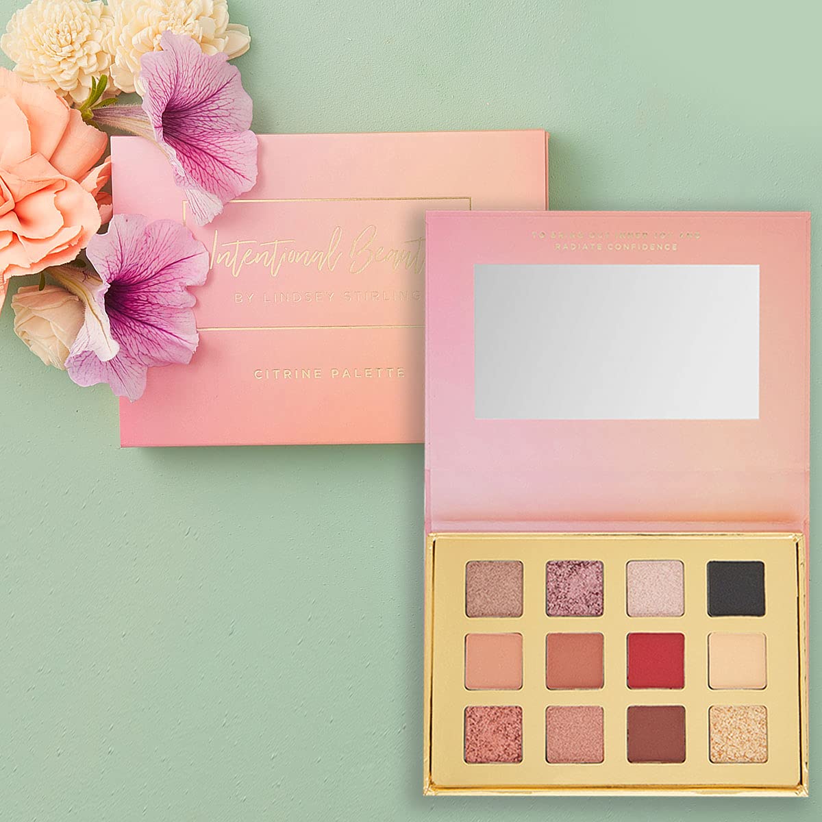 bellapierre Lindsey Stirling Citrine Palette | 12 Color Eyeshadow Palette Infused with Citrine Crystal | Non-Toxic & Paraben Free | Cruelty Free Beauty & Personal Care bellapierre