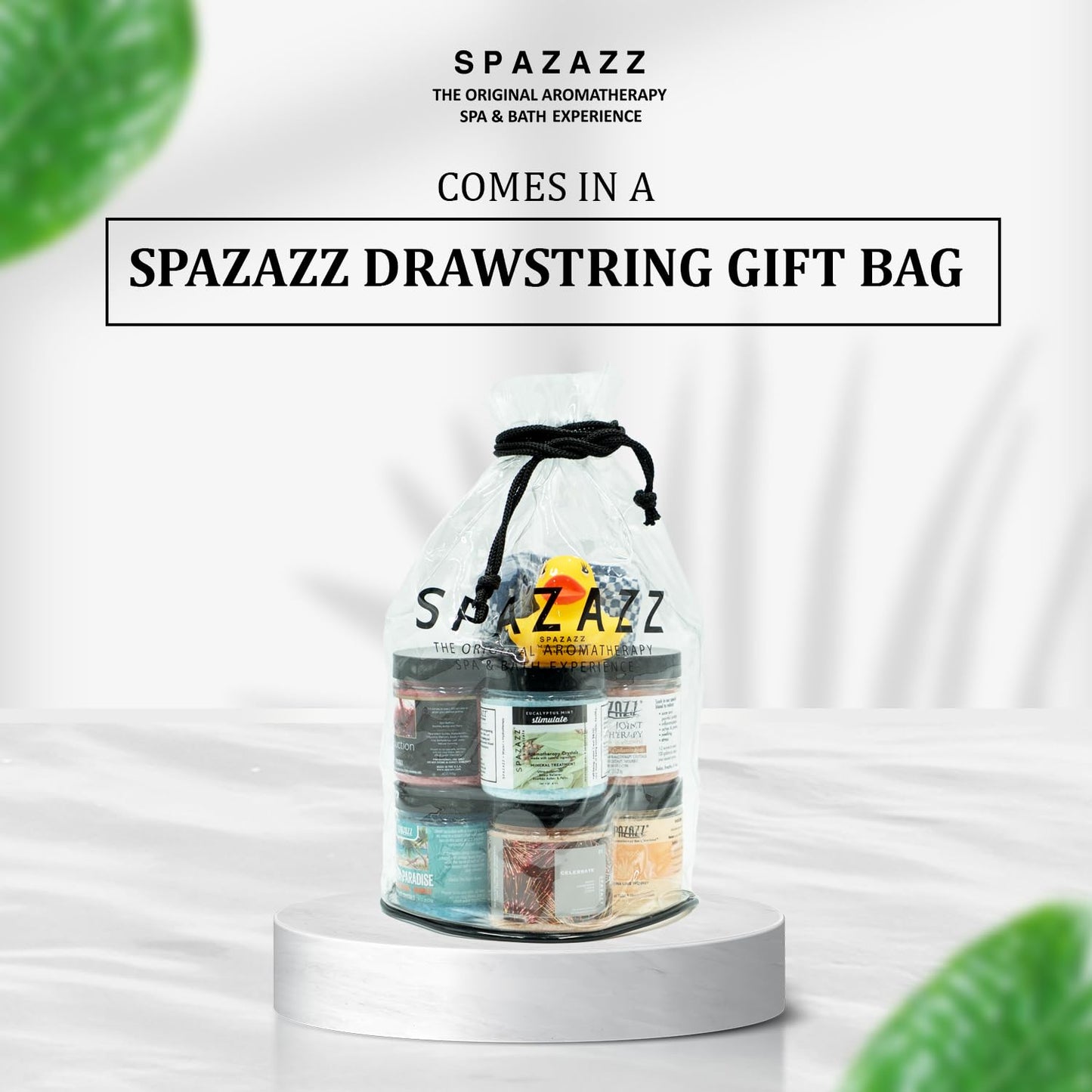 Spazazz Hot Tub Aromatherapy Gift Bundle- Seven- 4 Oz Spazazz Hot Tub Aromatherapy Bath Salt Crystals Sampler Jars Plus Hot/Cold Towel and Rubber Duck Beauty and Personal Care Spazazz