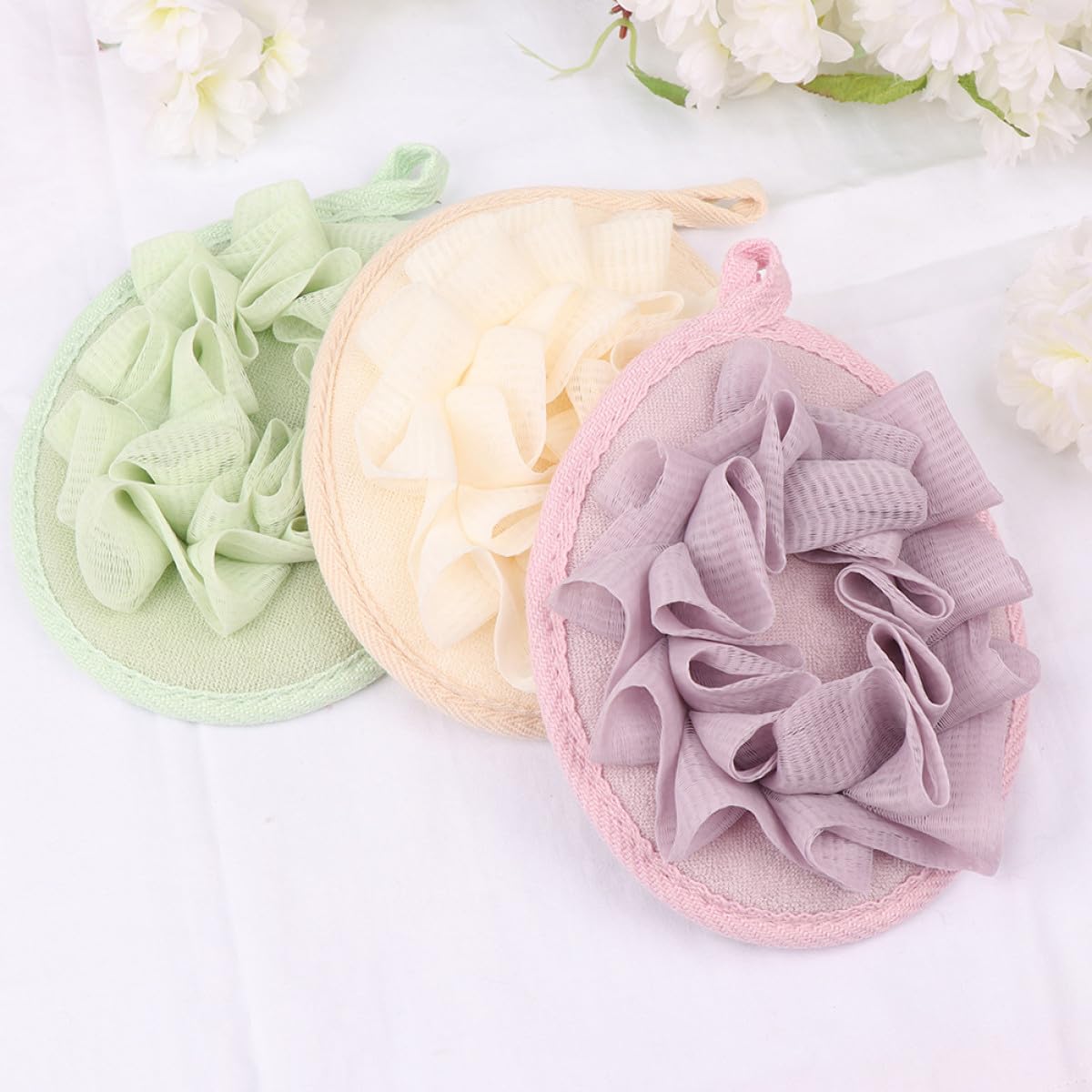 NULYLU 9Pcs Bath Sponge and Bath Puff Set Soft Solid Color with Bubble Net Gentle Exfoliating for Men and Women Suitable for Daily Shower Use Beauty and Personal Care NULYLU