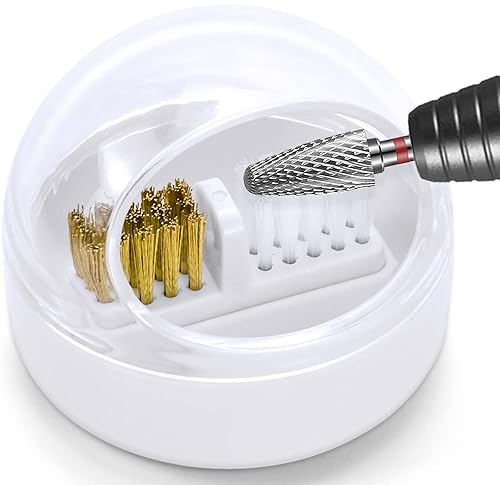 HiANNE Nail Art Cleaner Tool Case with Steel Wire Brush and Nylon Brush for Cleaning Carbide/Ceramic Nail Drill Bits, Anti-splash Design, Removable Beauty & Personal Care HiANNE