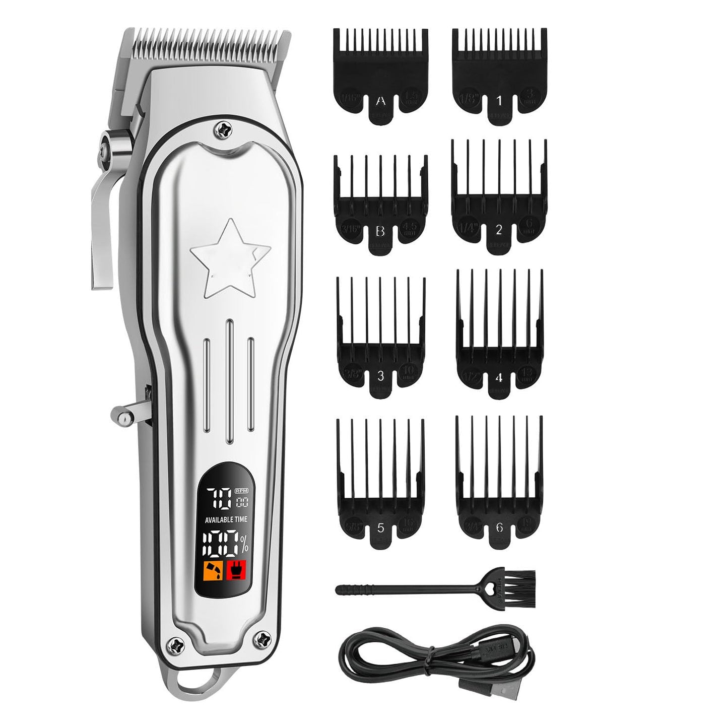 Professional Hair Clippers for Men Cordless Trimmer with LED Digital Display and 8 Limit Combs Barber for Cutting and Beard Shaping & Grooming Beauty and Personal Care GLESVOWIO