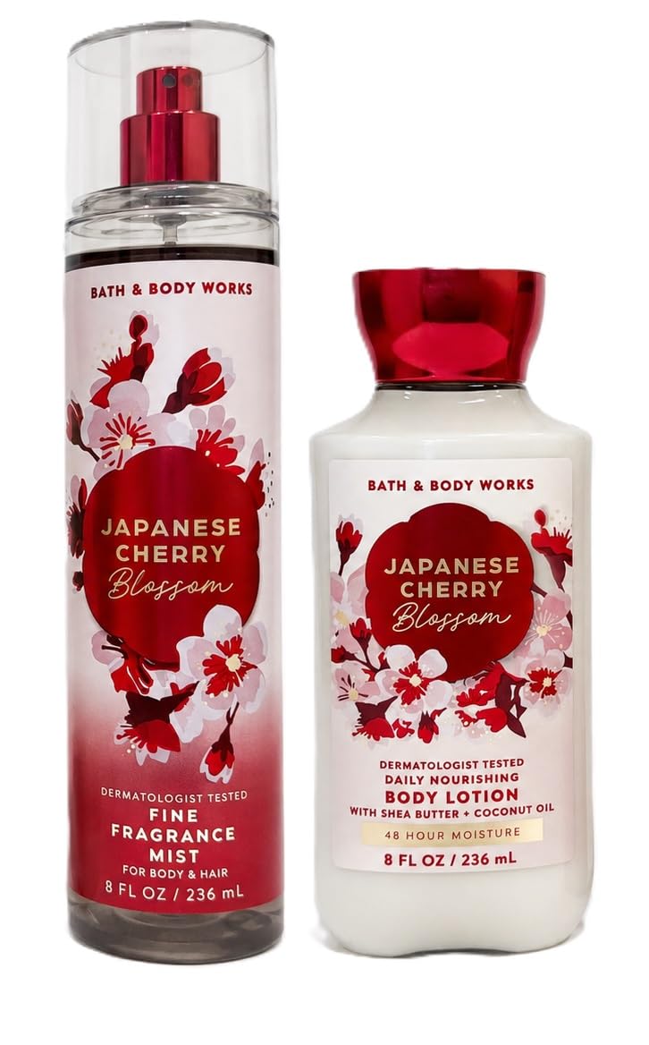 Bath & Body Works Fragrance Mist and Lotion Bundle - 2 Piece Set (Japanese Cherry Blossom)