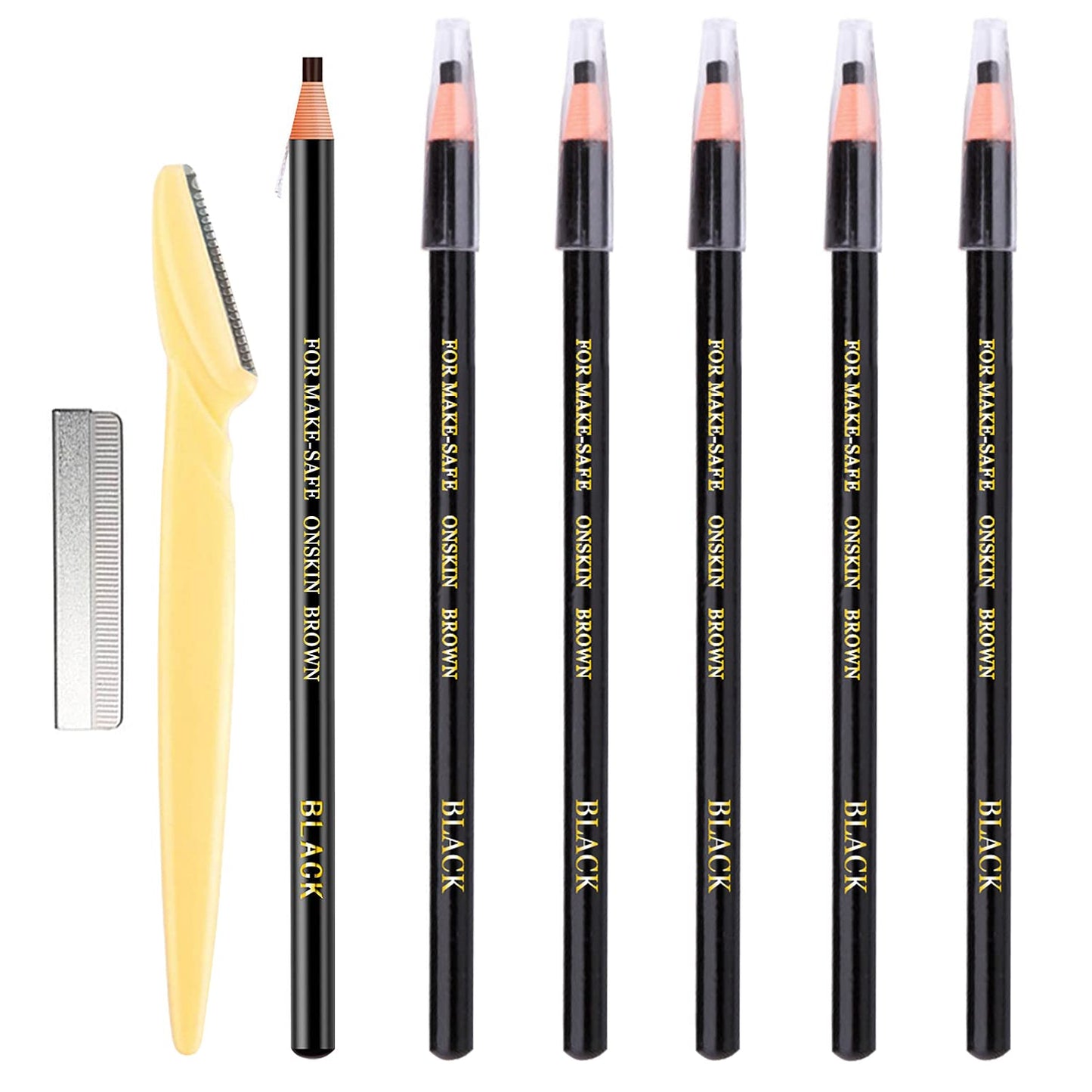6 Piece Black Colour Waterproof Eyebrows Pencil Tattoo Makeup And Microblading Supplies Kit-Permanent Eye Brow Liners In Waterproof Eyebrow Pencils Beauty & Personal Care KAIQIKAIXI