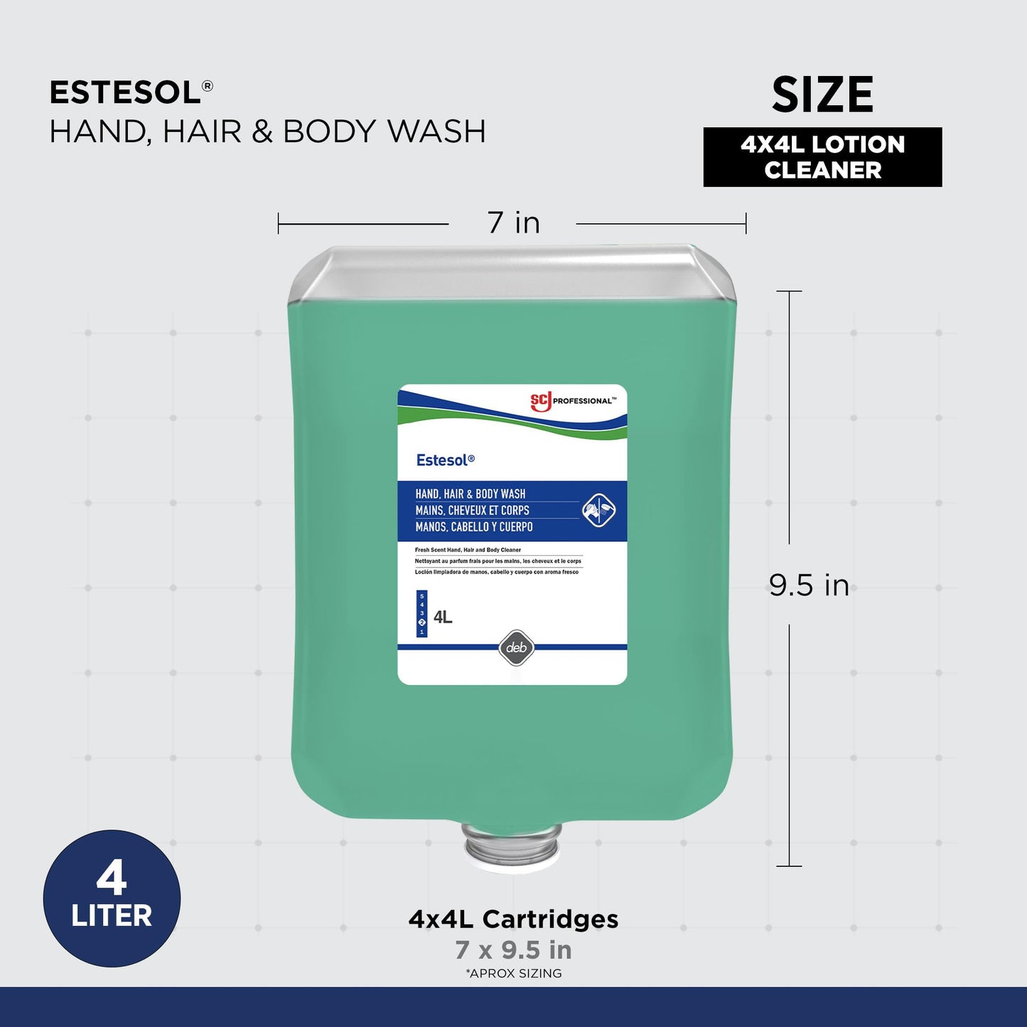 ESTESOL HAND, HAIR & BODY WASH 4 LITER, 4 PACK Beauty & Personal Care SC Johnson Professional