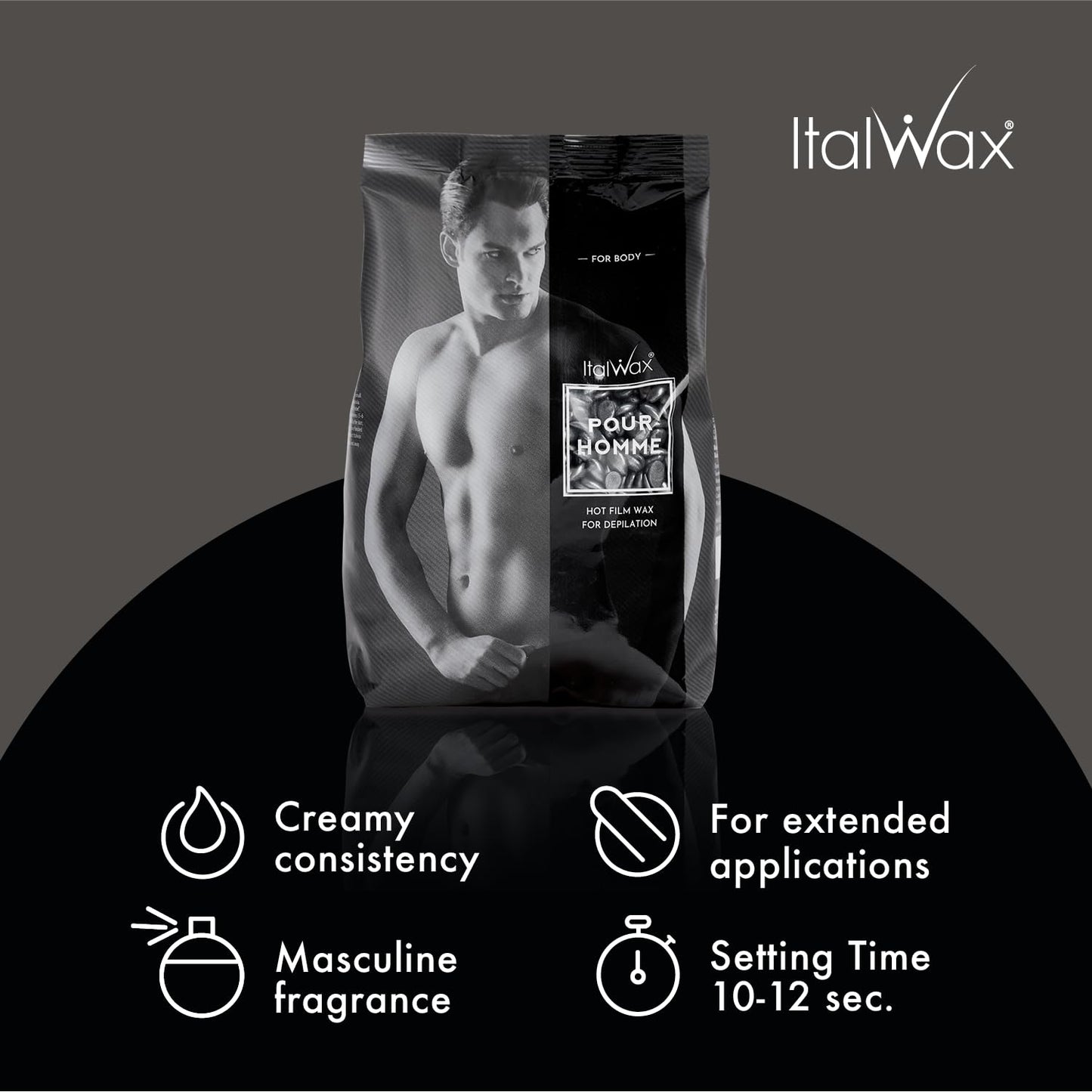 Italwax Pour Homme - 1kg / 2.2lb - Hard wax beads for hair removal - Special for man - Natural formulation - Easily removes coarse hairs - Ideal Beauty and Personal Care Italwax