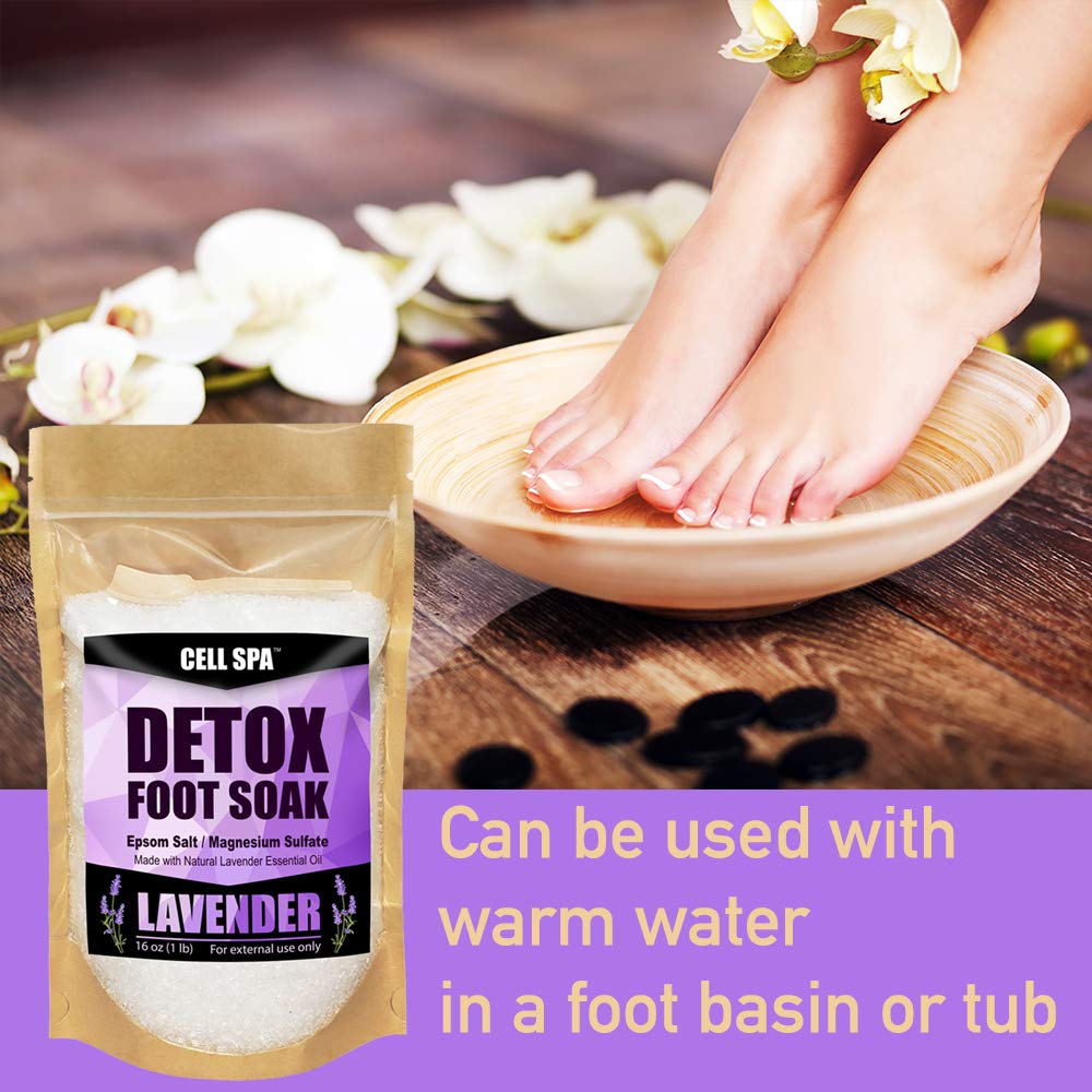 Cell Spa Detox Foot Soak Bath Premium 16 Ounce Lavender Scented Epsom Salt Magnesium Sulfate to Help Detox, Relieve Stress, Eliminate Odors & Soften Beauty & Personal Care Cell Spa
